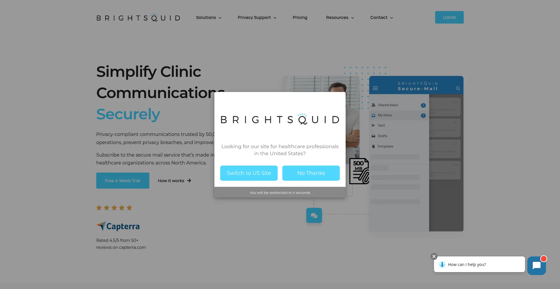 Website screenshot of Secure-mail.com