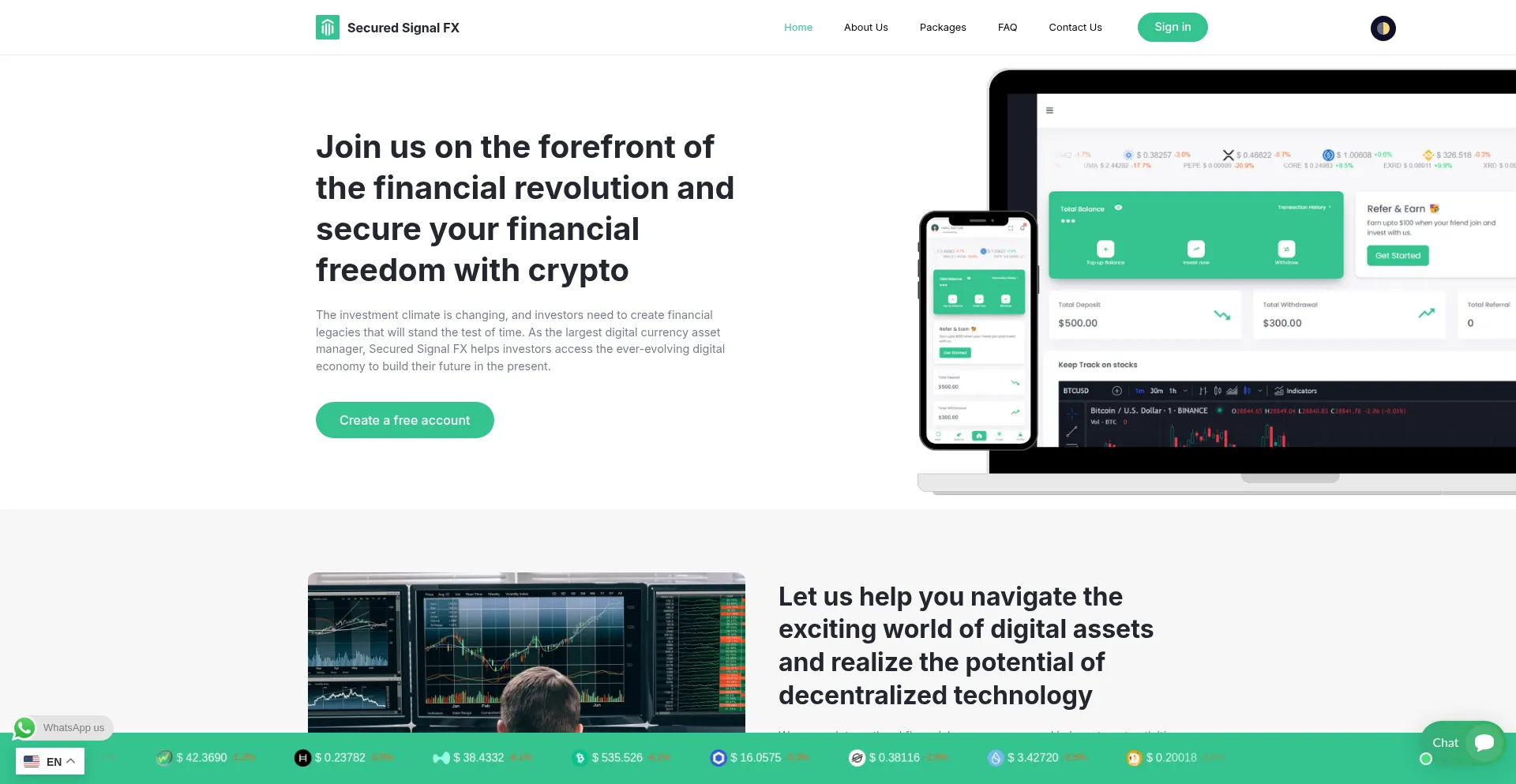Website screenshot of Securedsignalfx.com