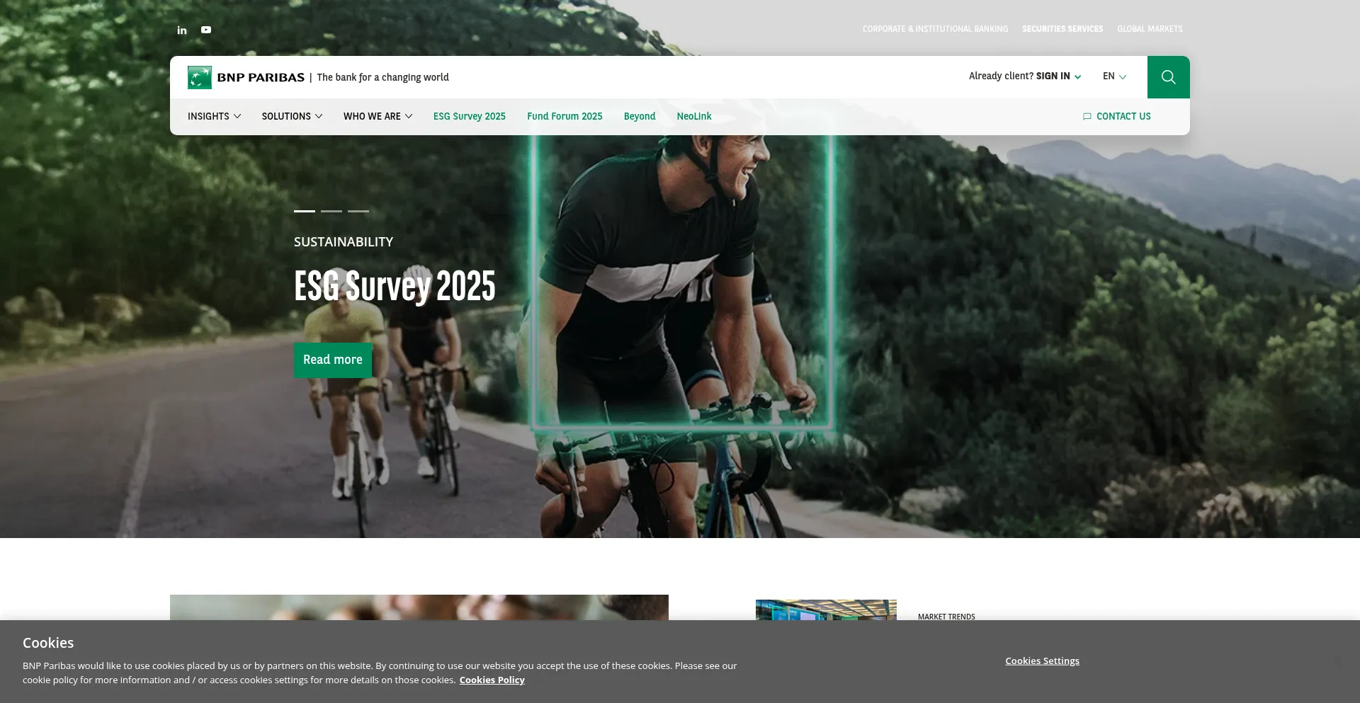 Website screenshot of Securities.cib.bnpparibas