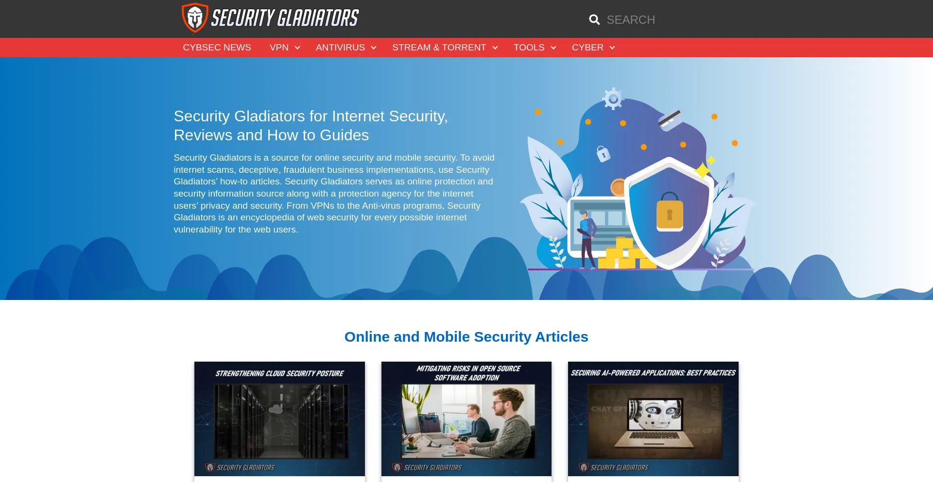 Website screenshot of Securitygladiators.com