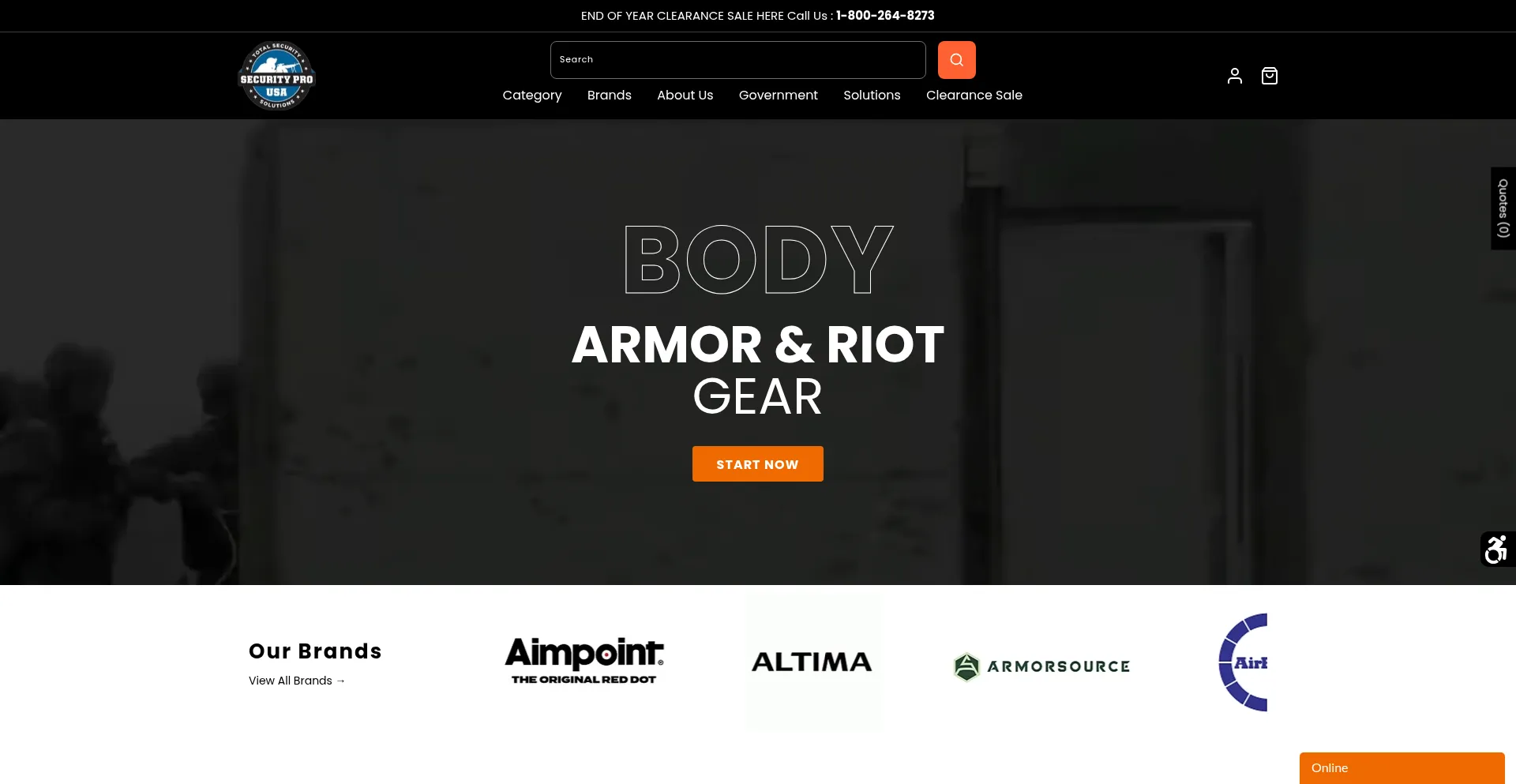 Website screenshot of Securityprousa.com