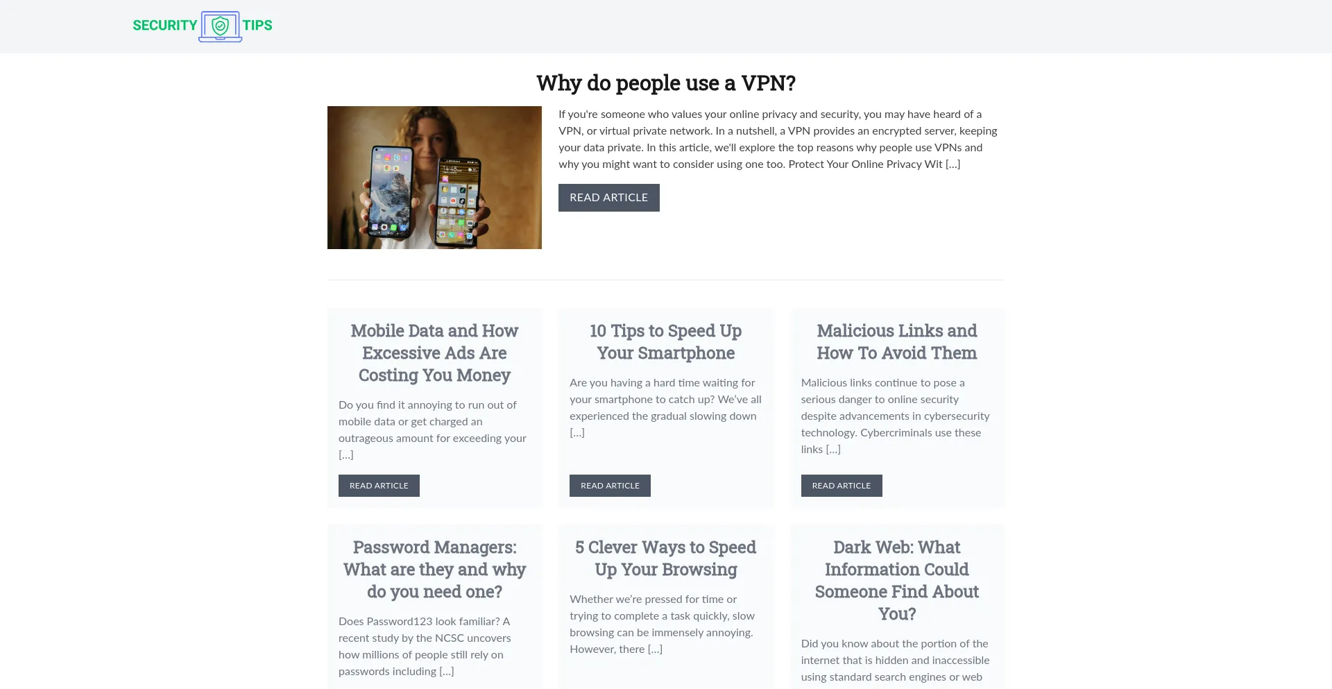 Website screenshot of Securitytipsonline.com