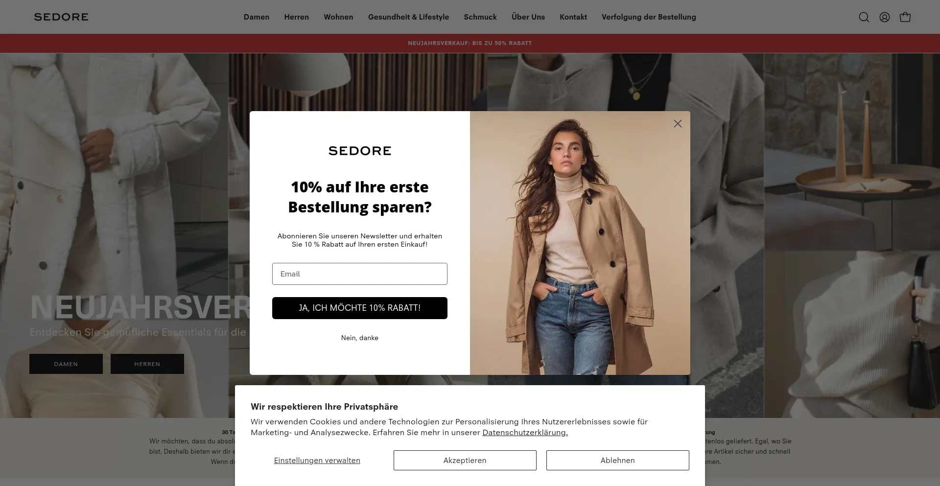 Website screenshot of Sedore.de