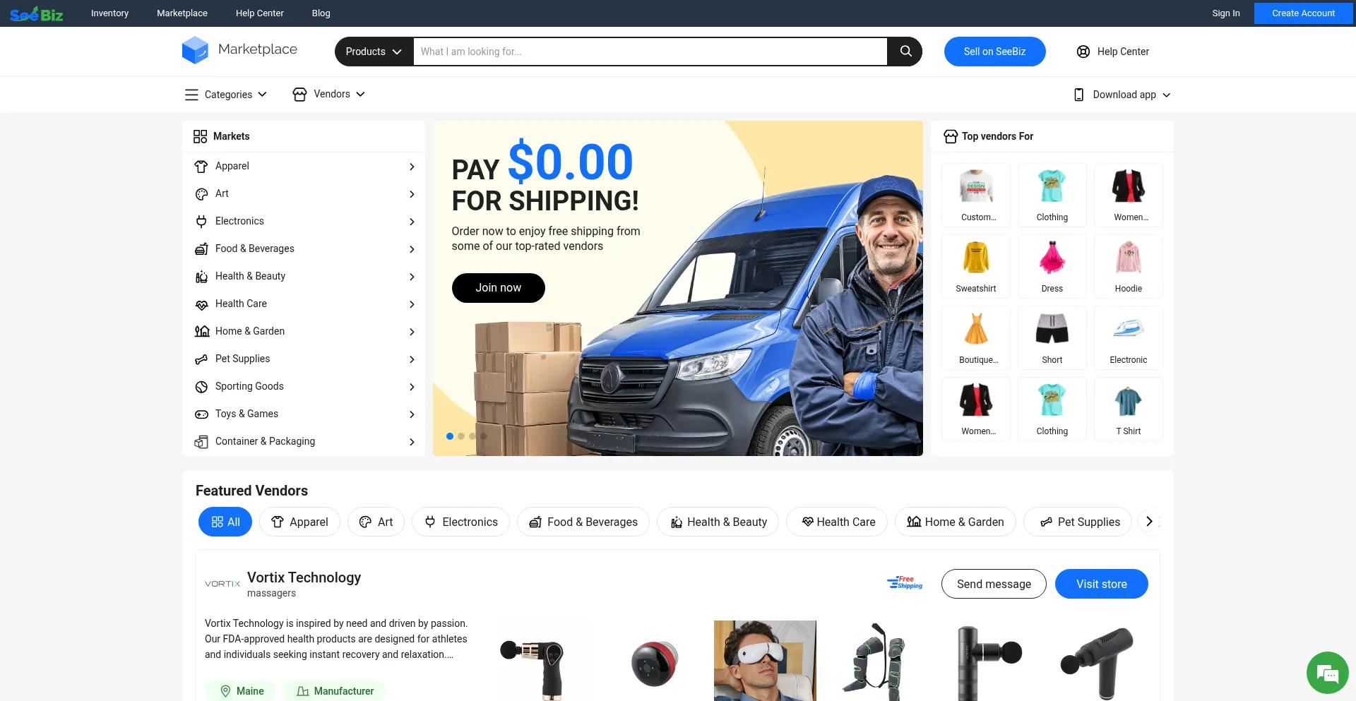 Website screenshot of Seebiz.com