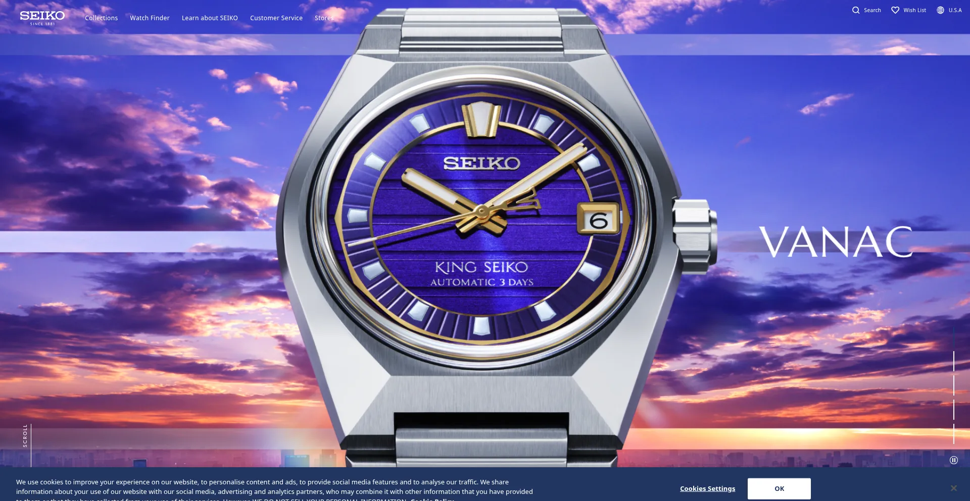 Website screenshot of Seikowatches.com