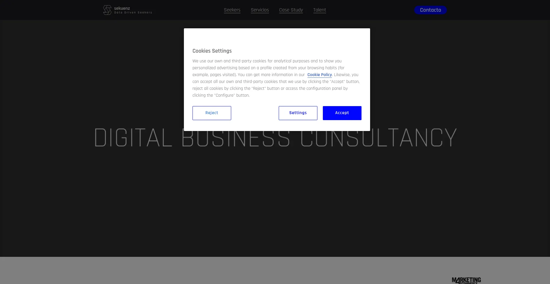 Website screenshot of Sekuenz.com