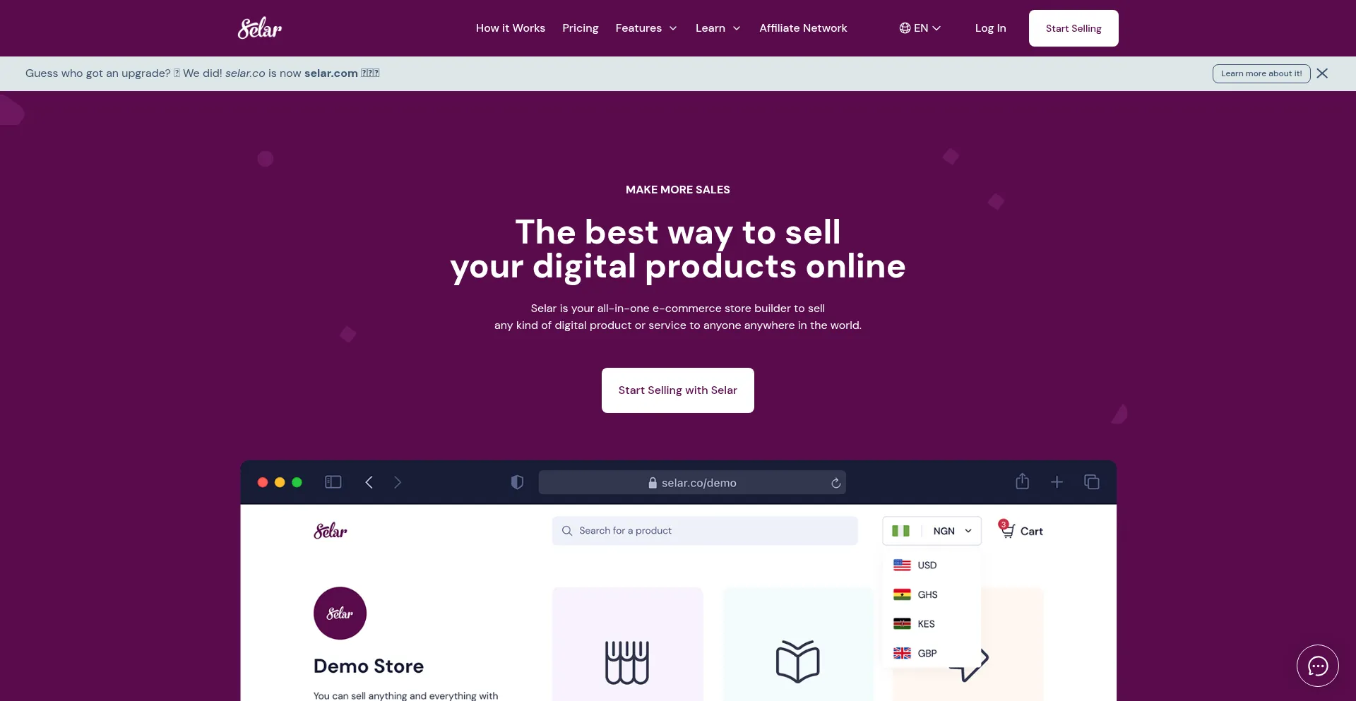 Website screenshot of Selar.com