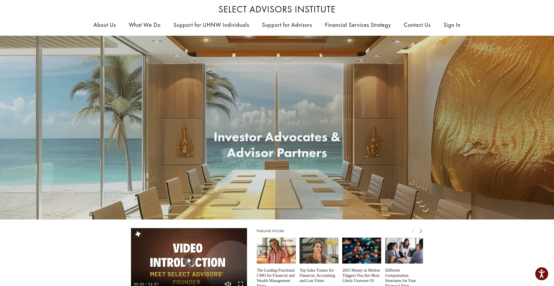 Website screenshot of Selectadvisorsinstitute.com