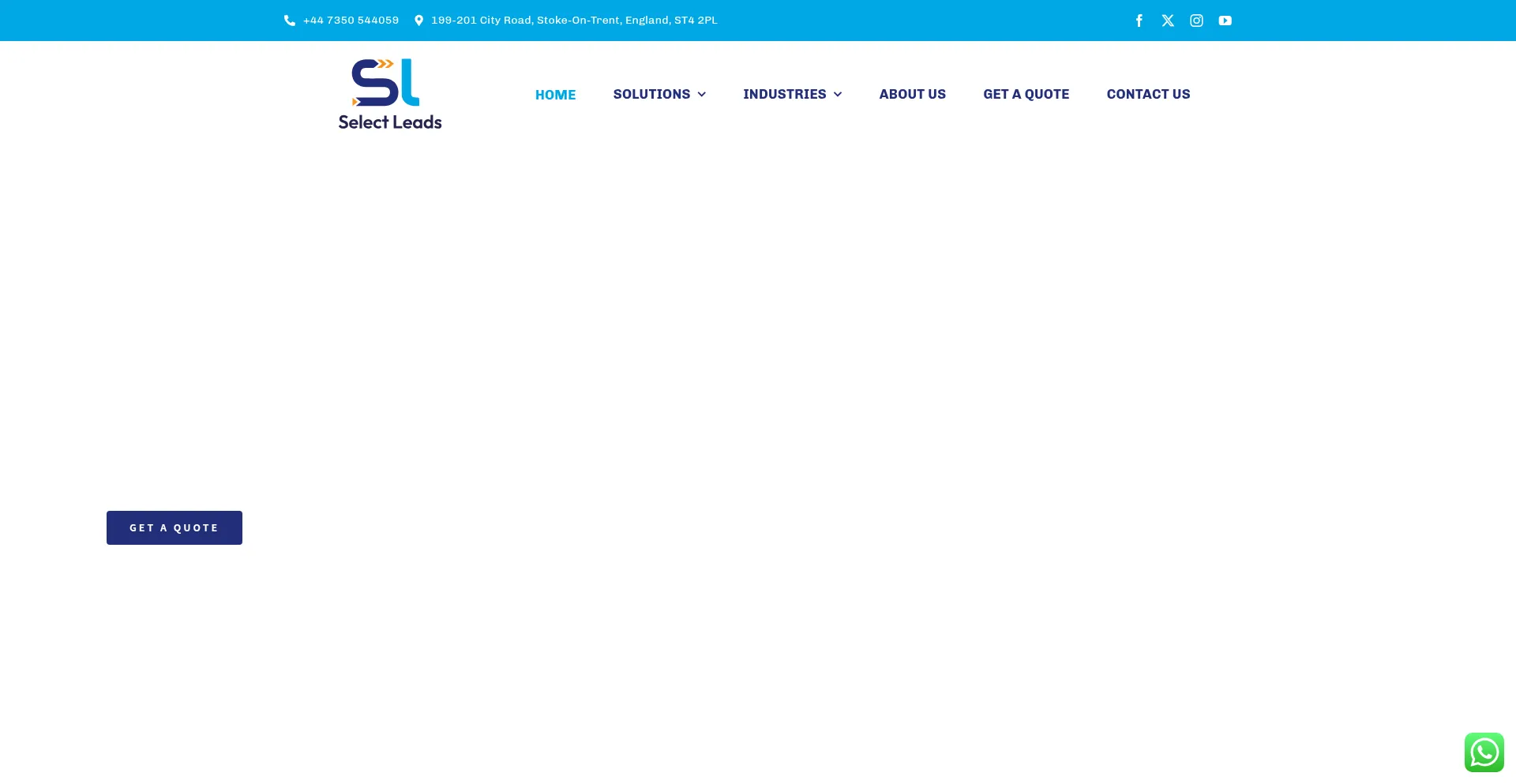 Website screenshot of Selectleads.co.uk