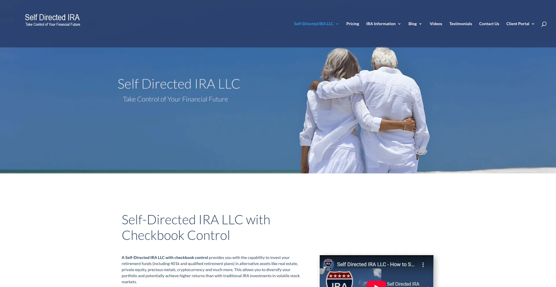 Website screenshot of Selfdirectedira.org