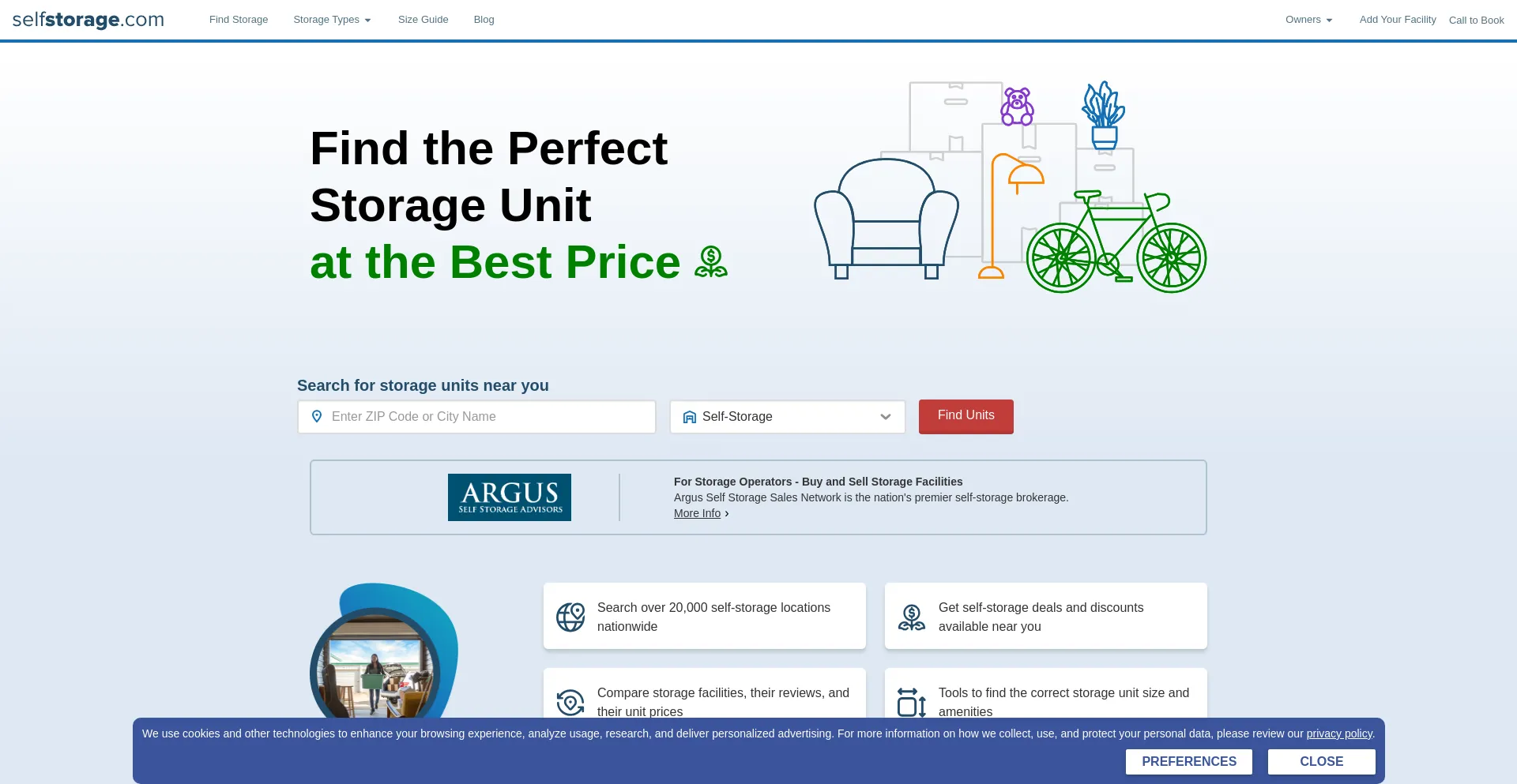 Website screenshot of Selfstorage.com