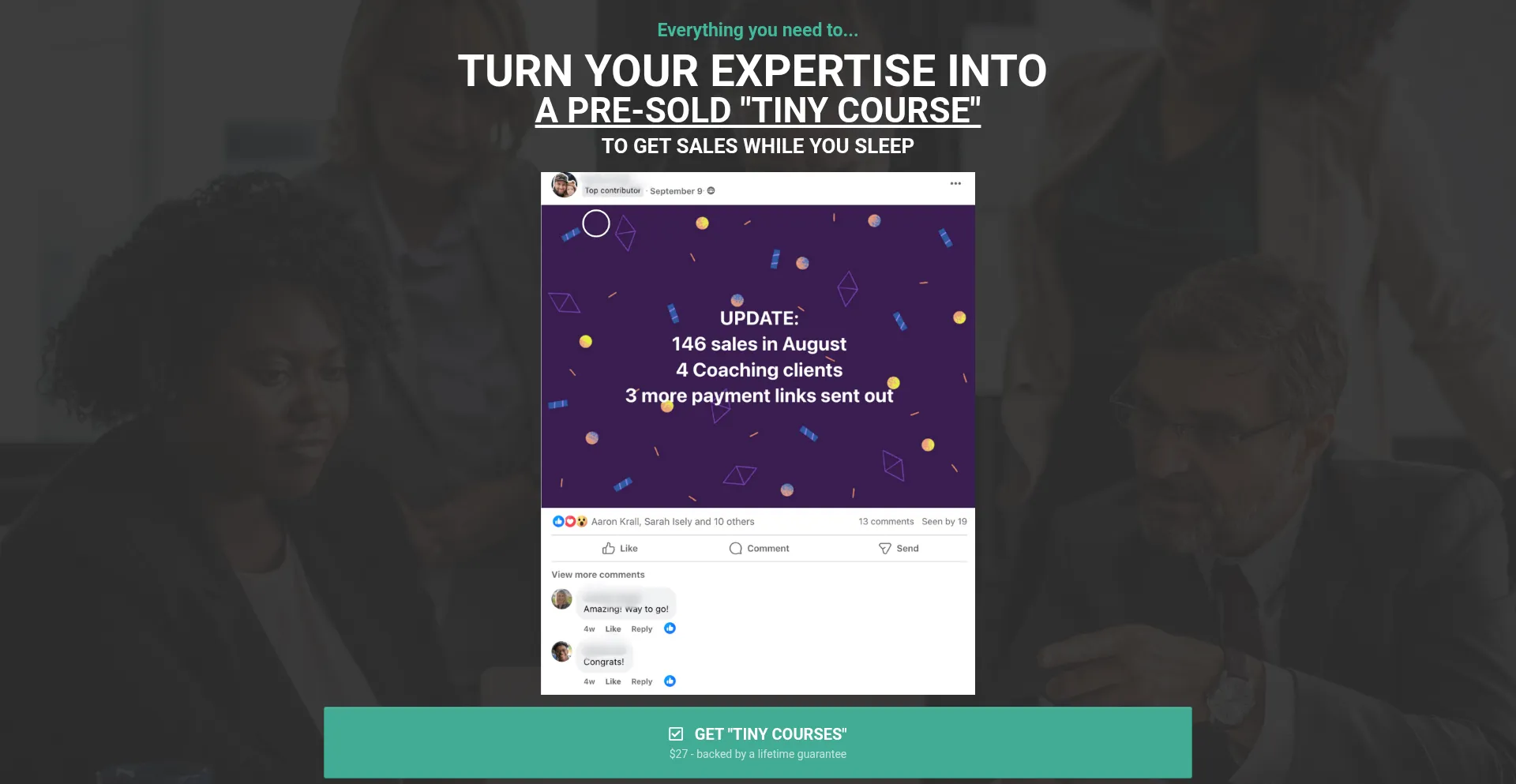 Website screenshot of Selltinycourses.com