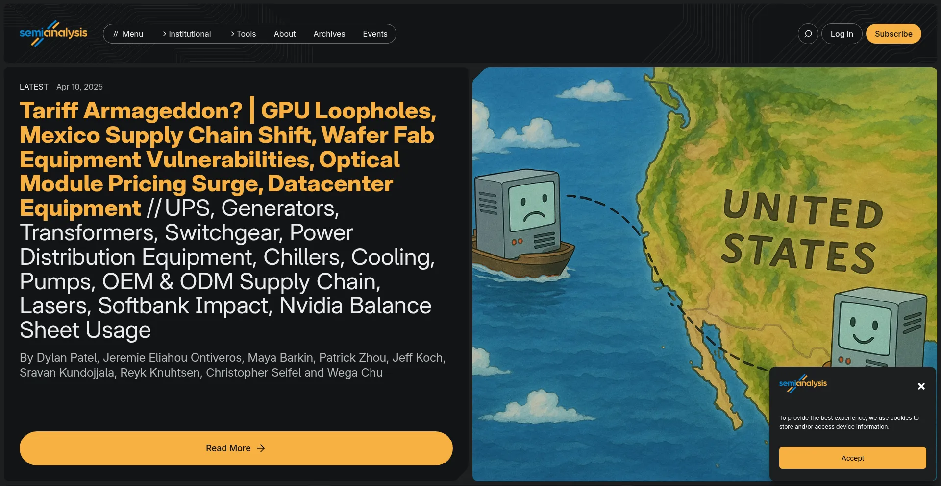 Website screenshot of Semianalysis.com