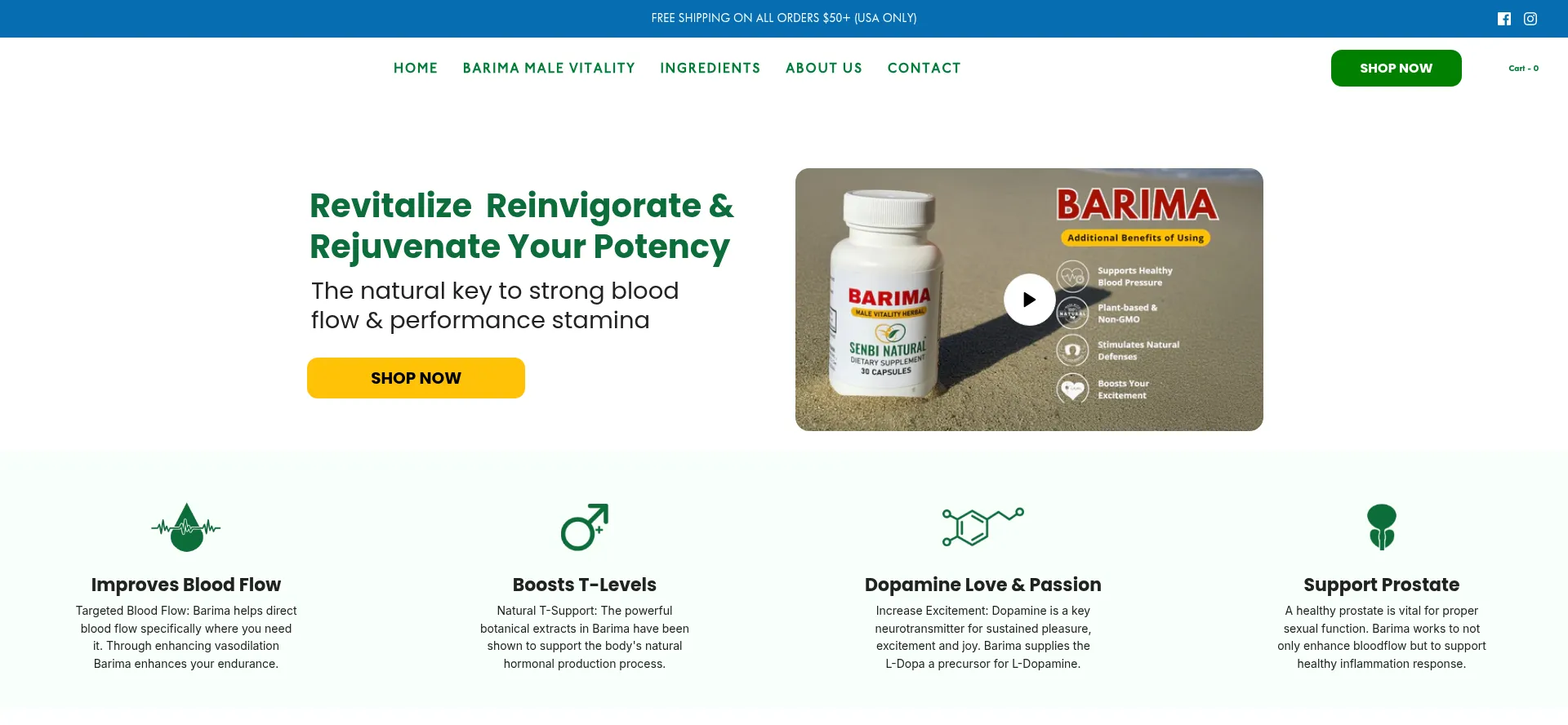 Website screenshot of Senbinatural.com