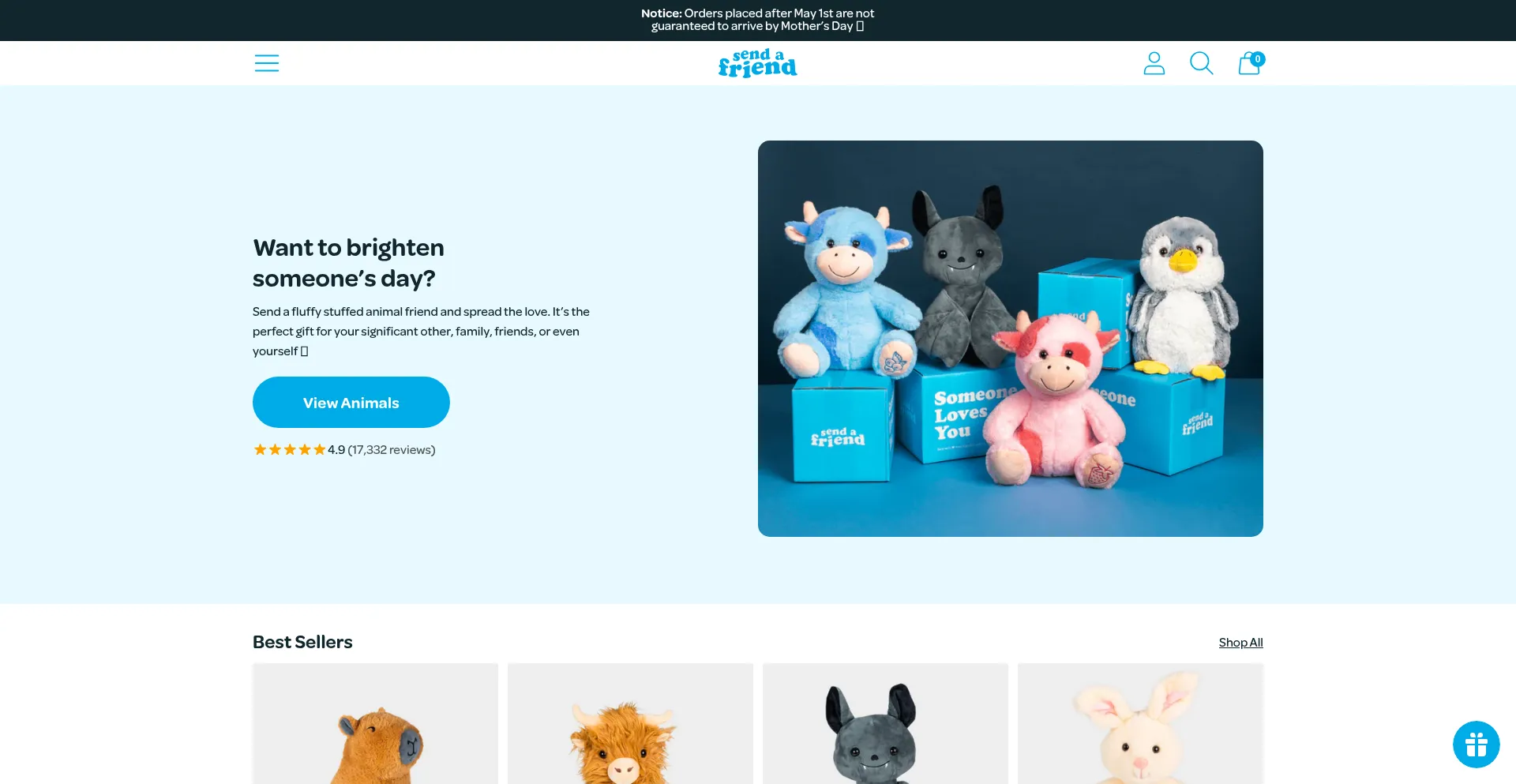 Website screenshot of Sendafriend.co
