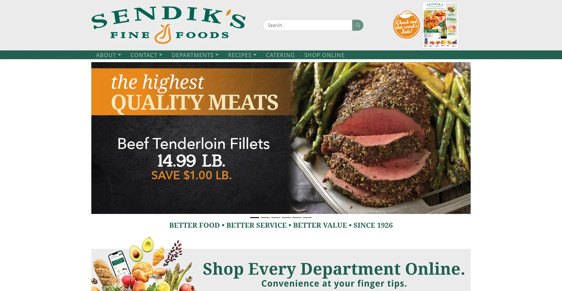 Website screenshot of Sendiksfinefoods.com