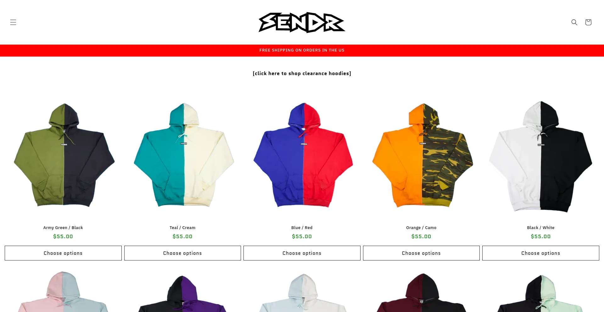 Website screenshot of Sendrbrand.com