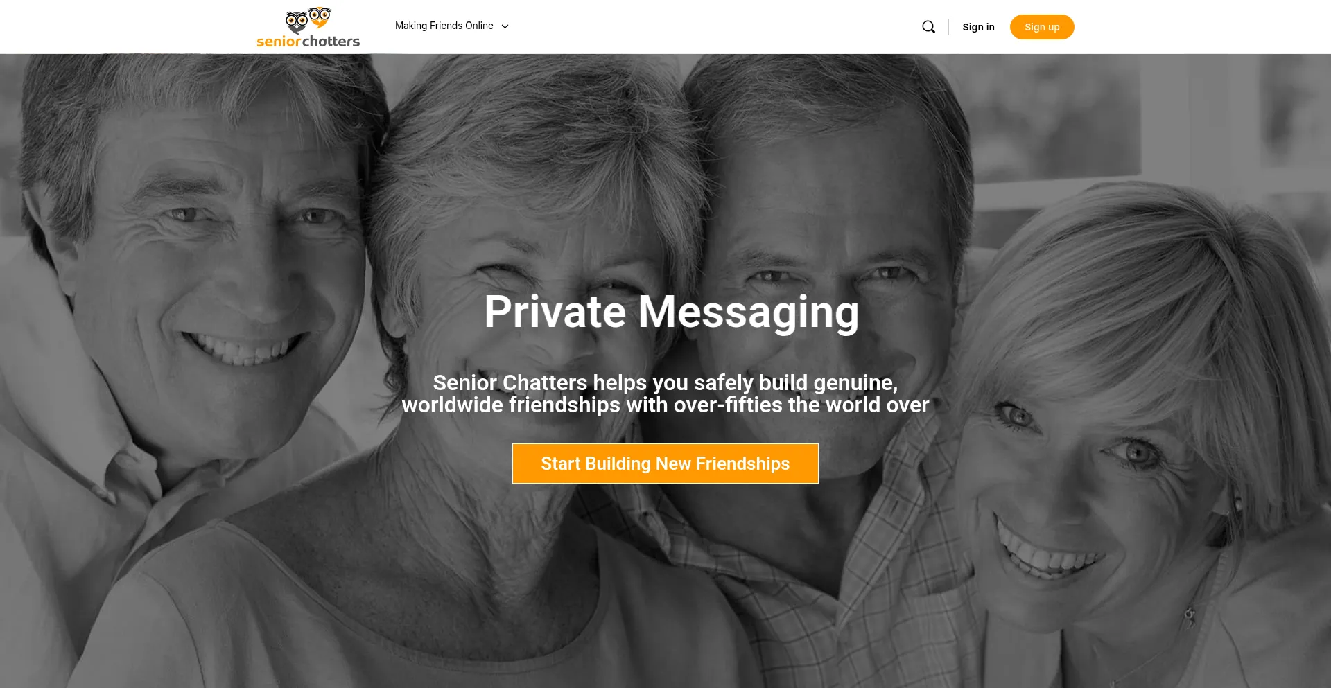 Website screenshot of Seniorchatters.co.uk