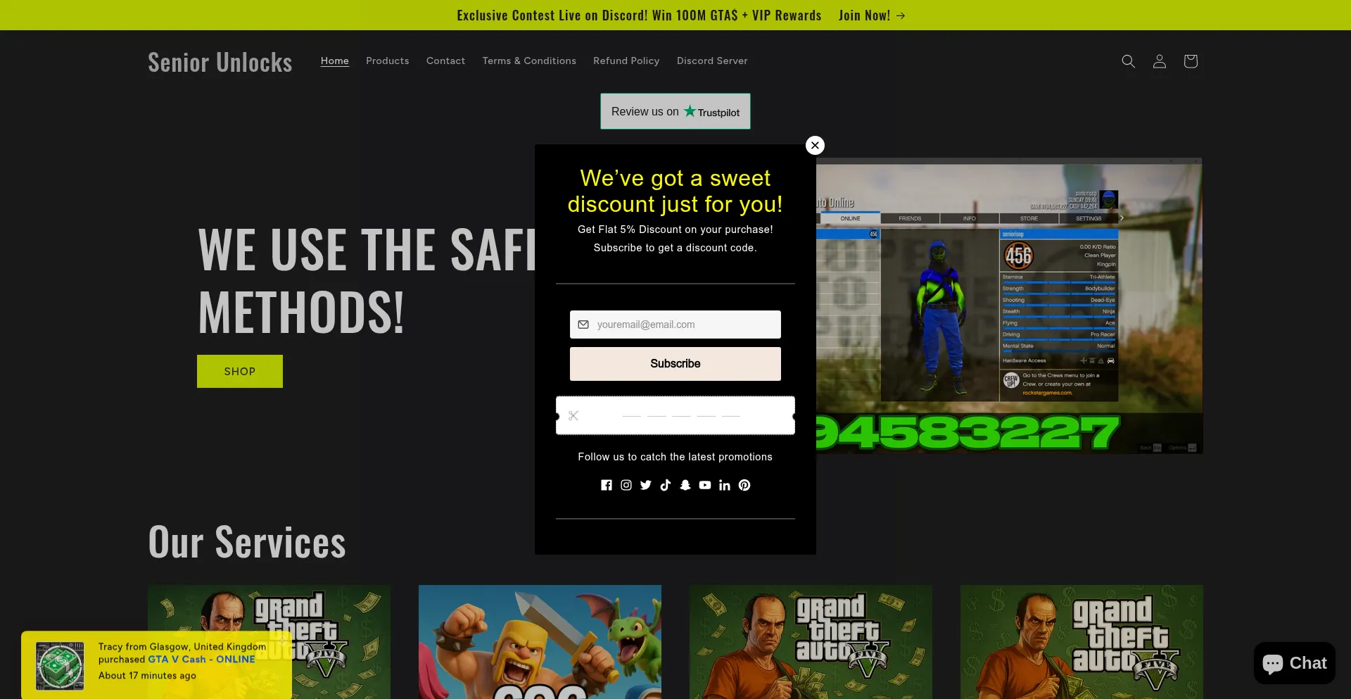 Website screenshot of Seniorunlocks.shop