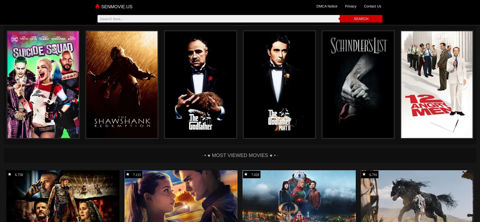 Website screenshot of Senmovie.us