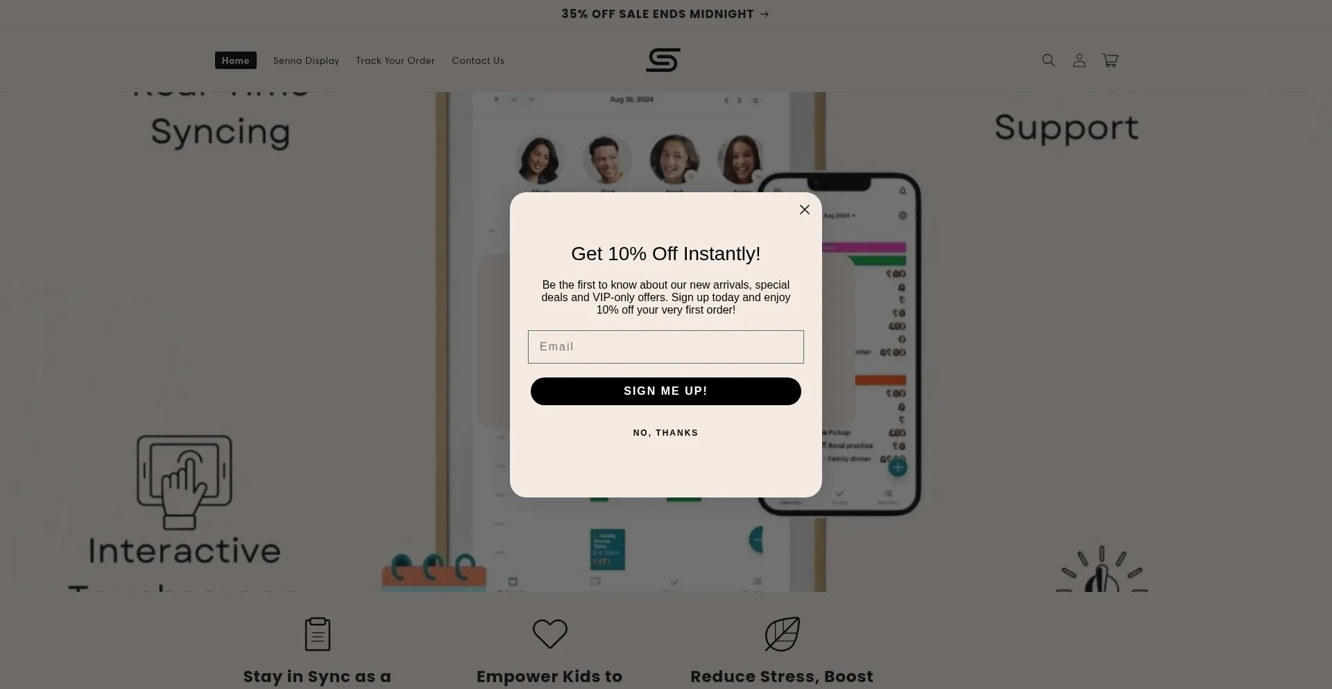 Website screenshot of Sennadisplay.com