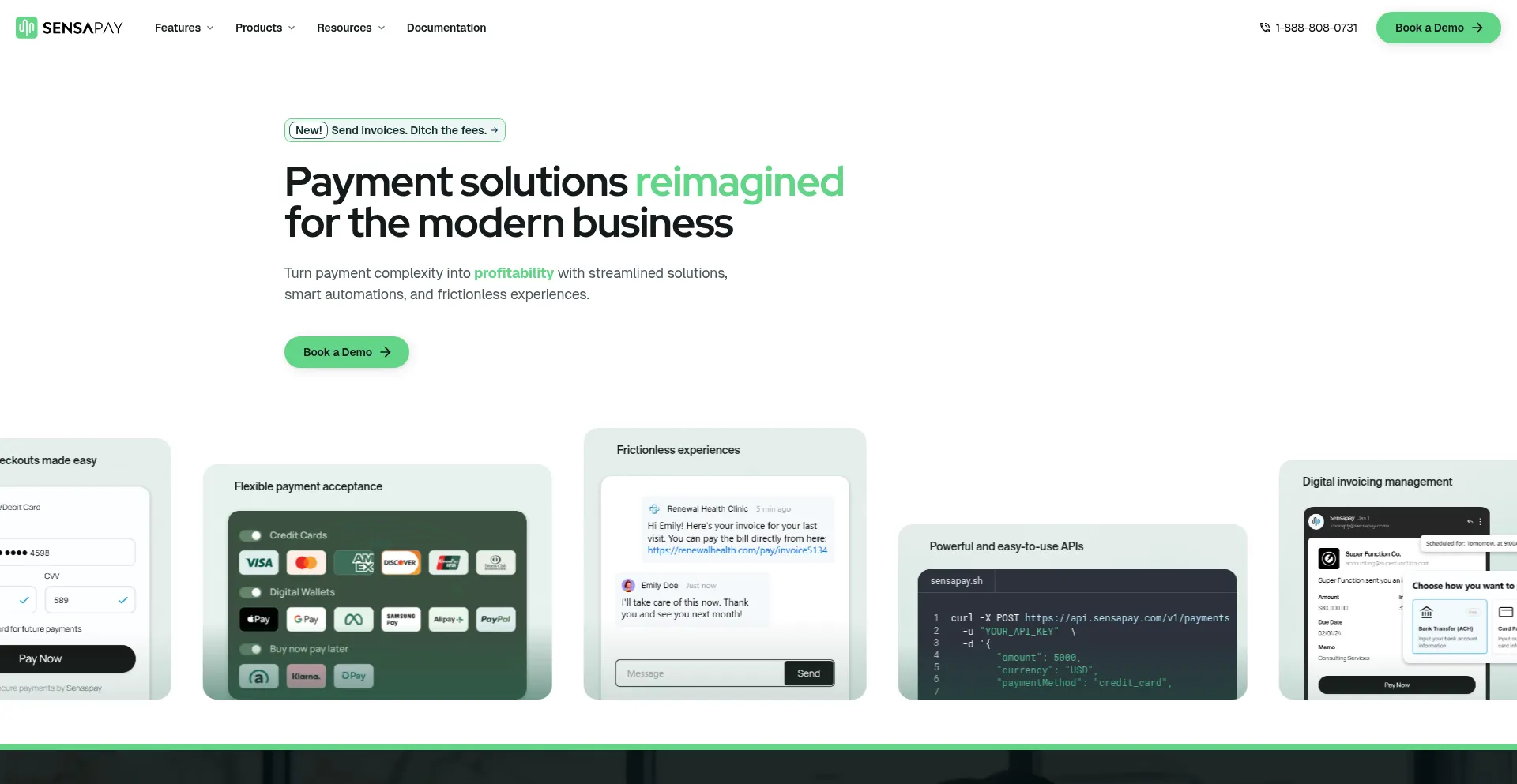 Website screenshot of Sensapay.com