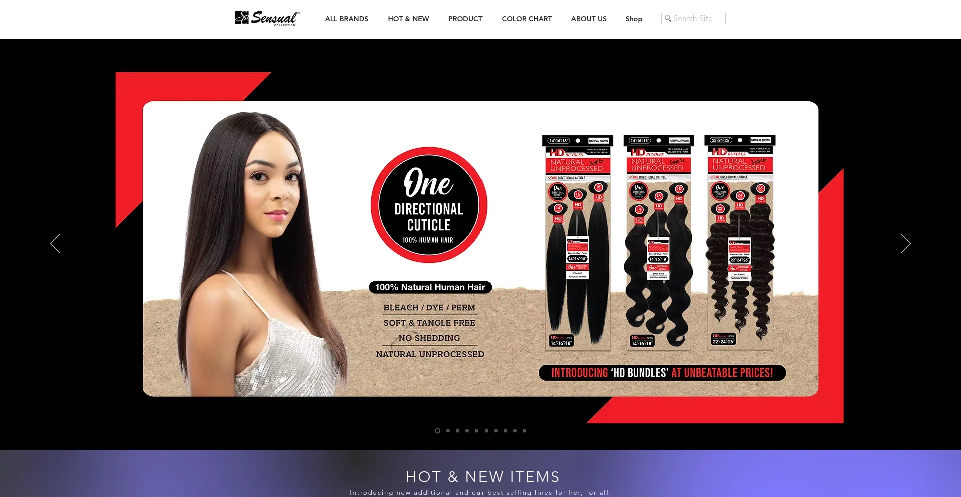 Website screenshot of Sensualcollection.com