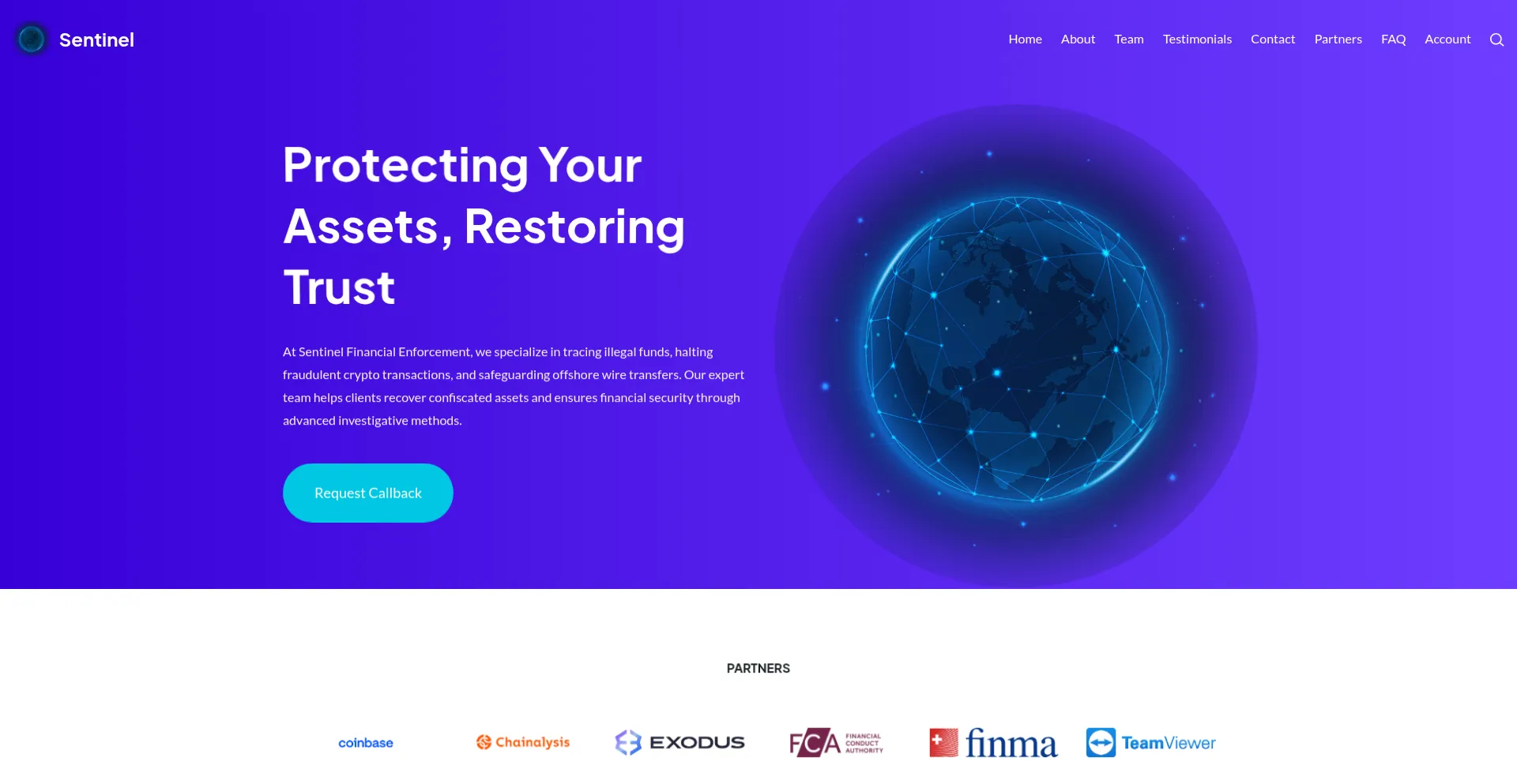 Website screenshot of Sentinel-fe.com