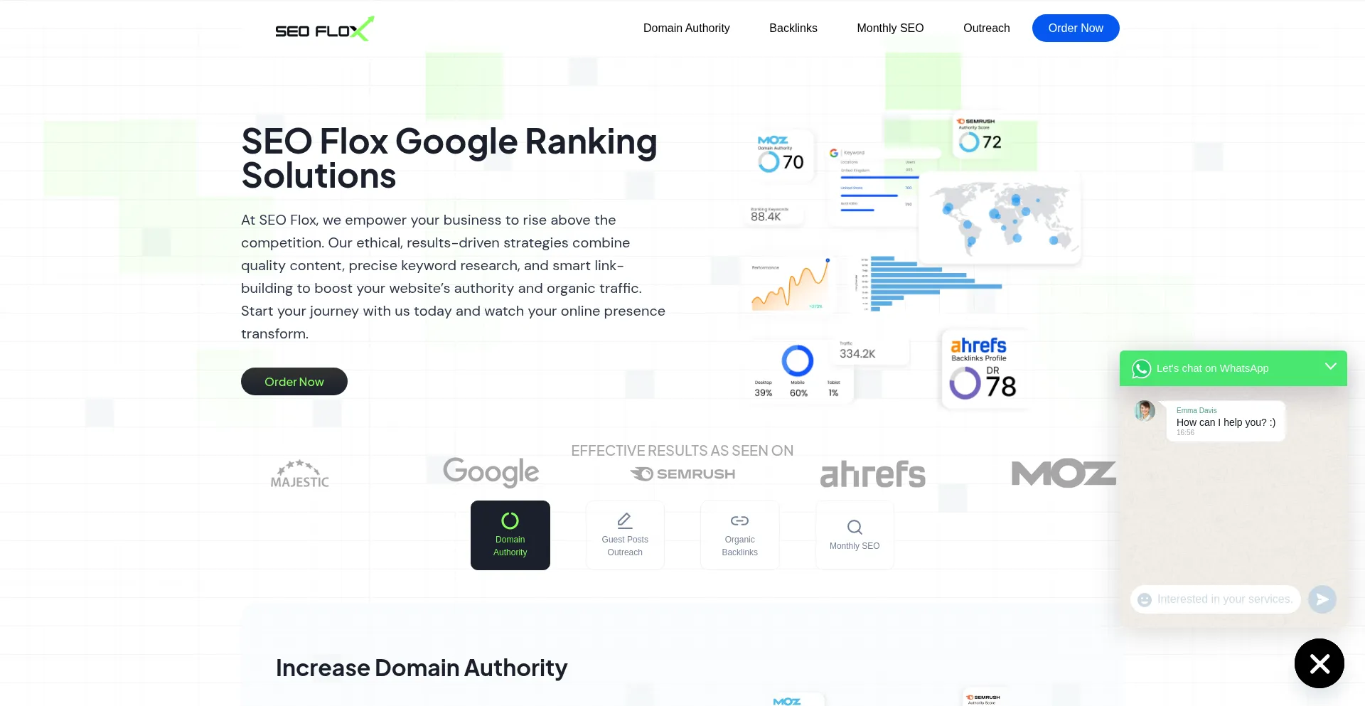 Website screenshot of Seoflox.com