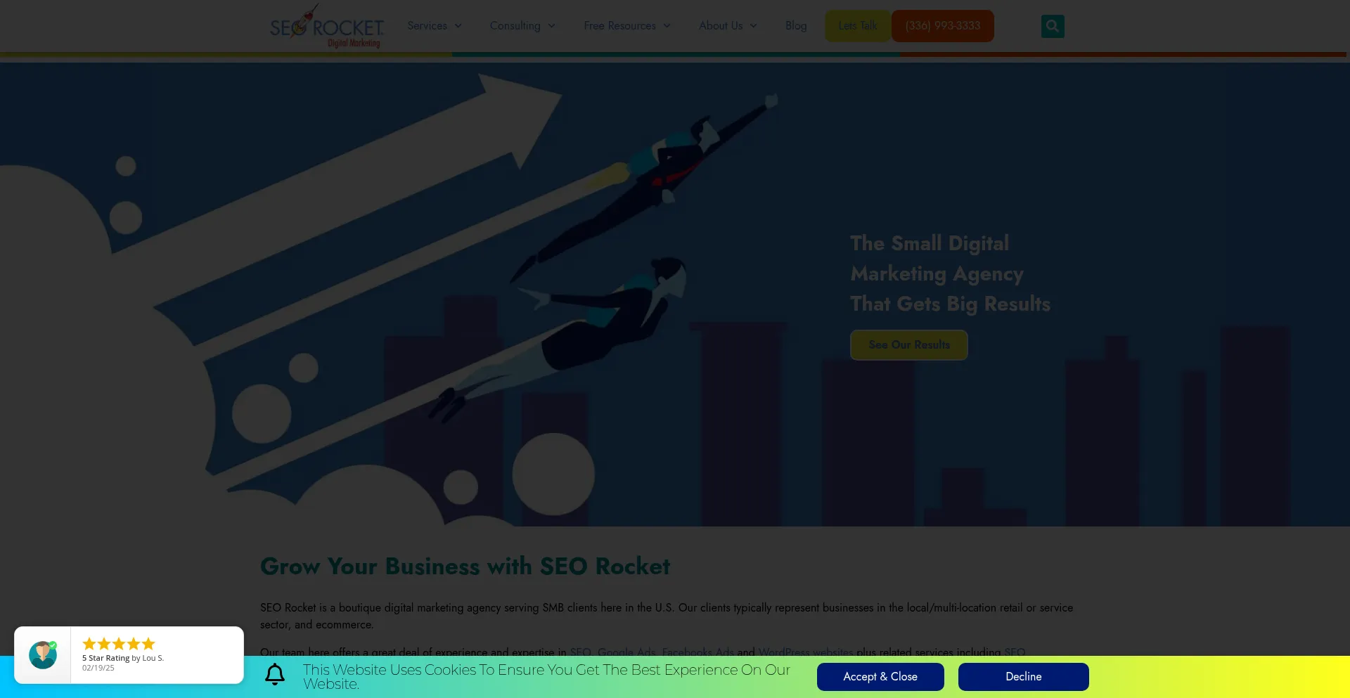 Website screenshot of Seorocket.com