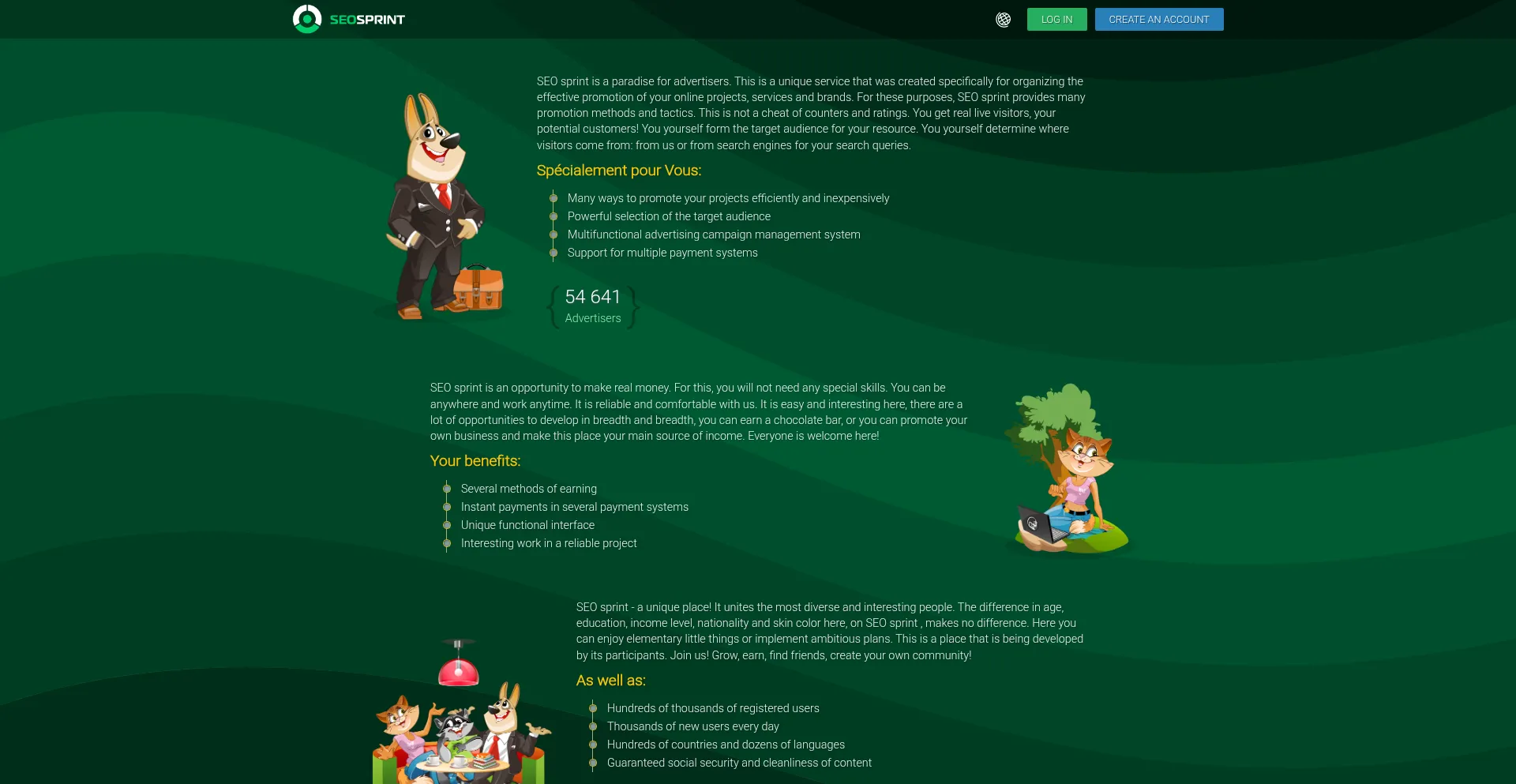 Website screenshot of Seosprint.run
