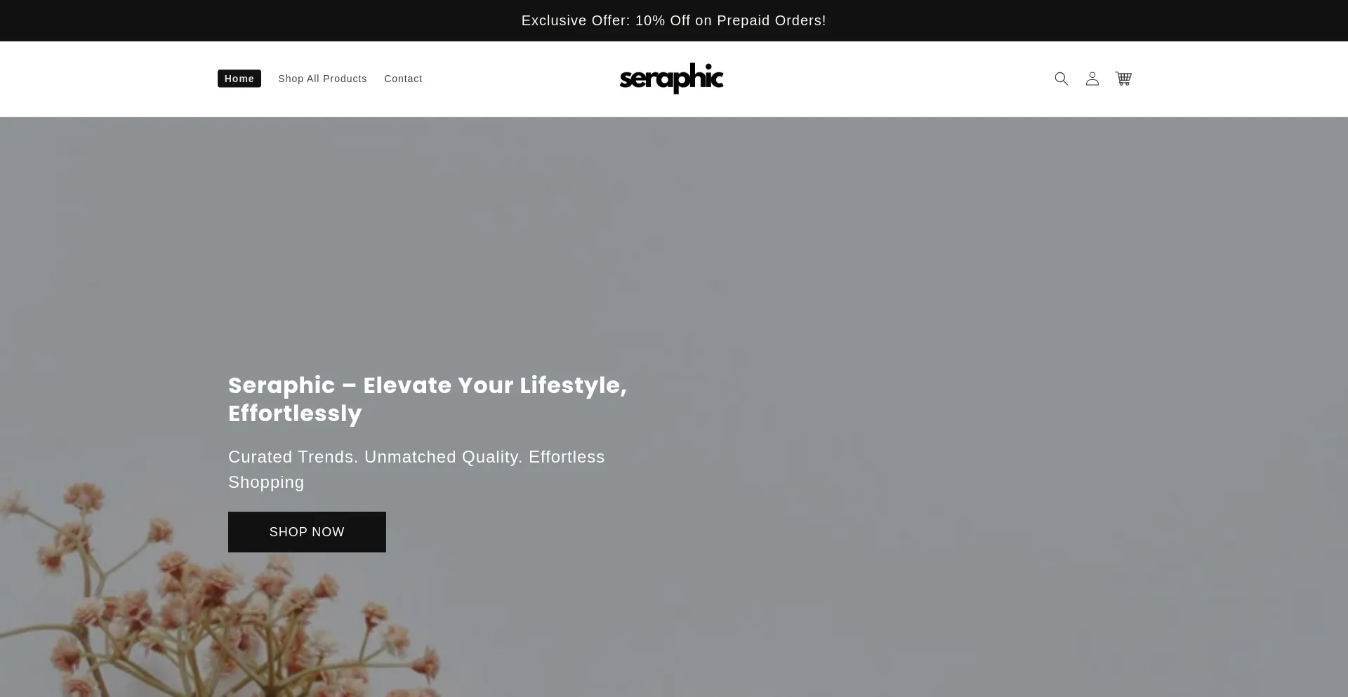 Website screenshot of Seraphicfinds.shop