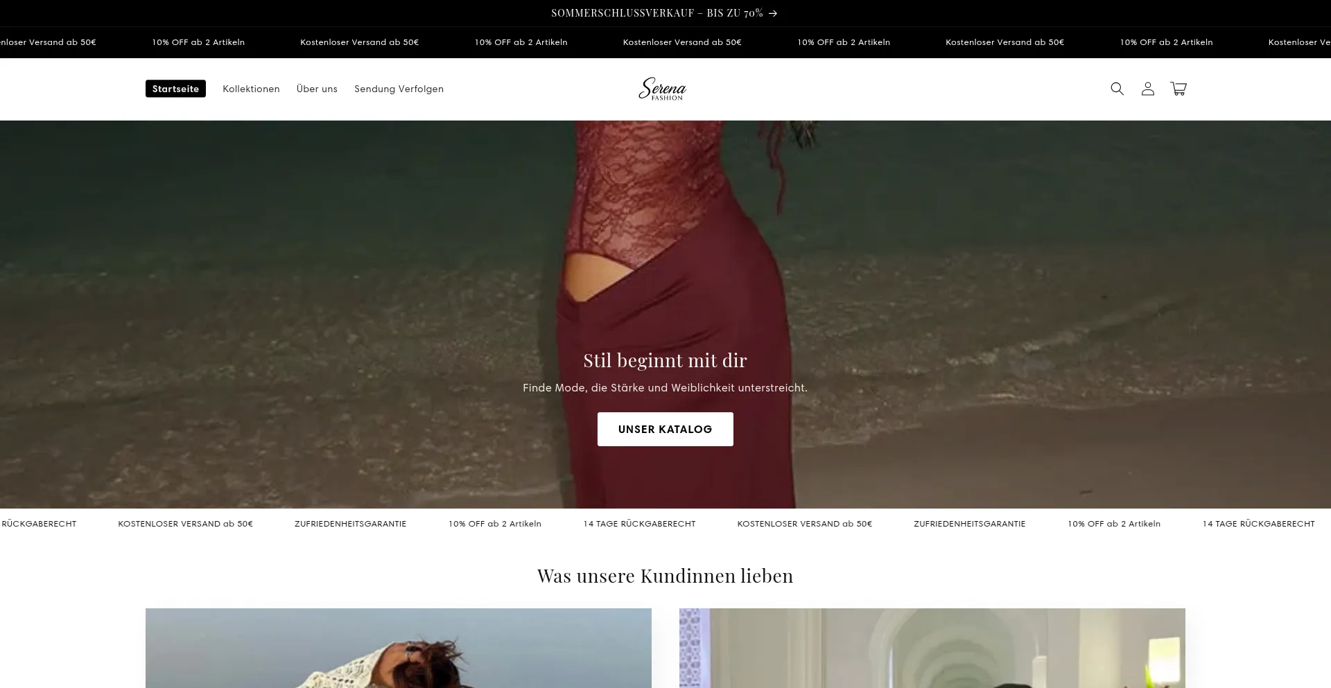 Website screenshot of Serena-fashion.de