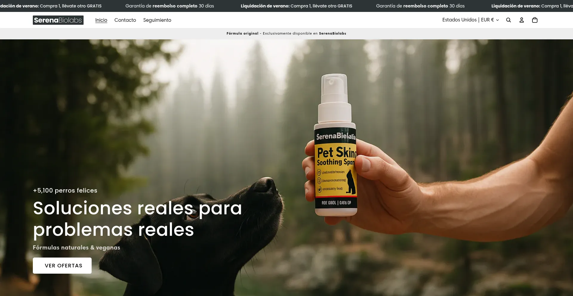 Website screenshot of Serenabiolabs.com