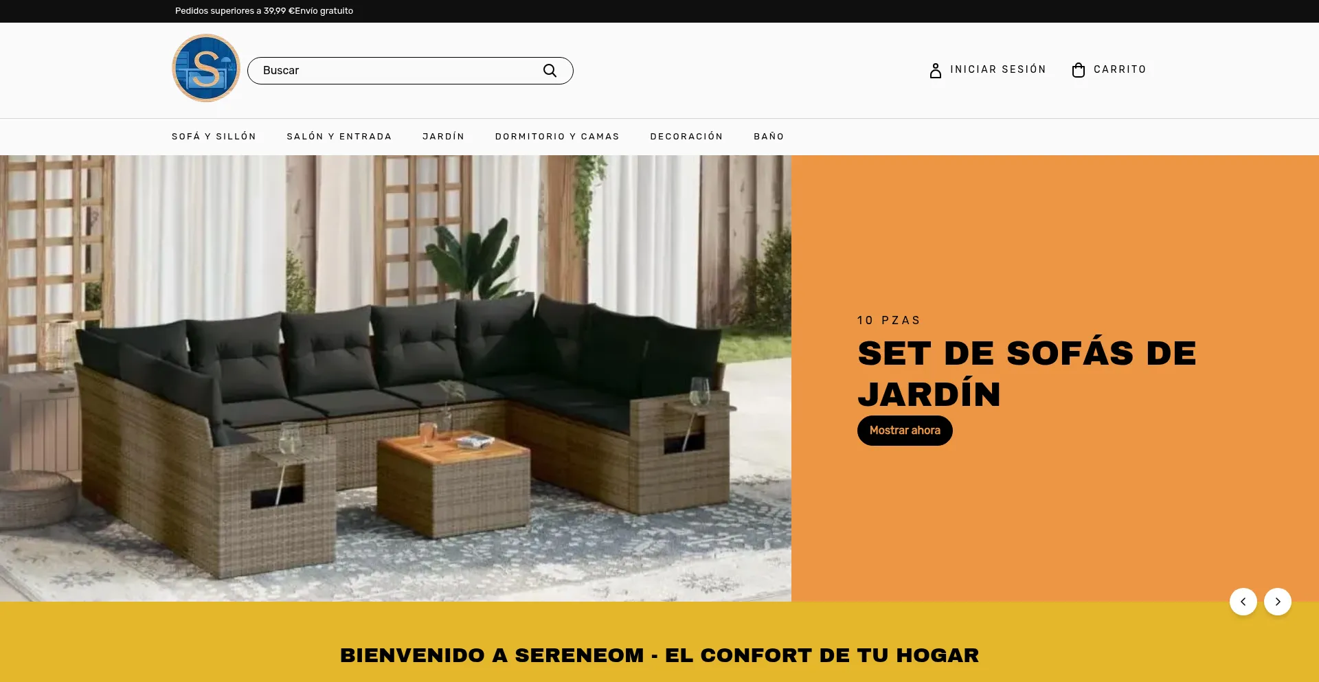 Website screenshot of Sereneom.com
