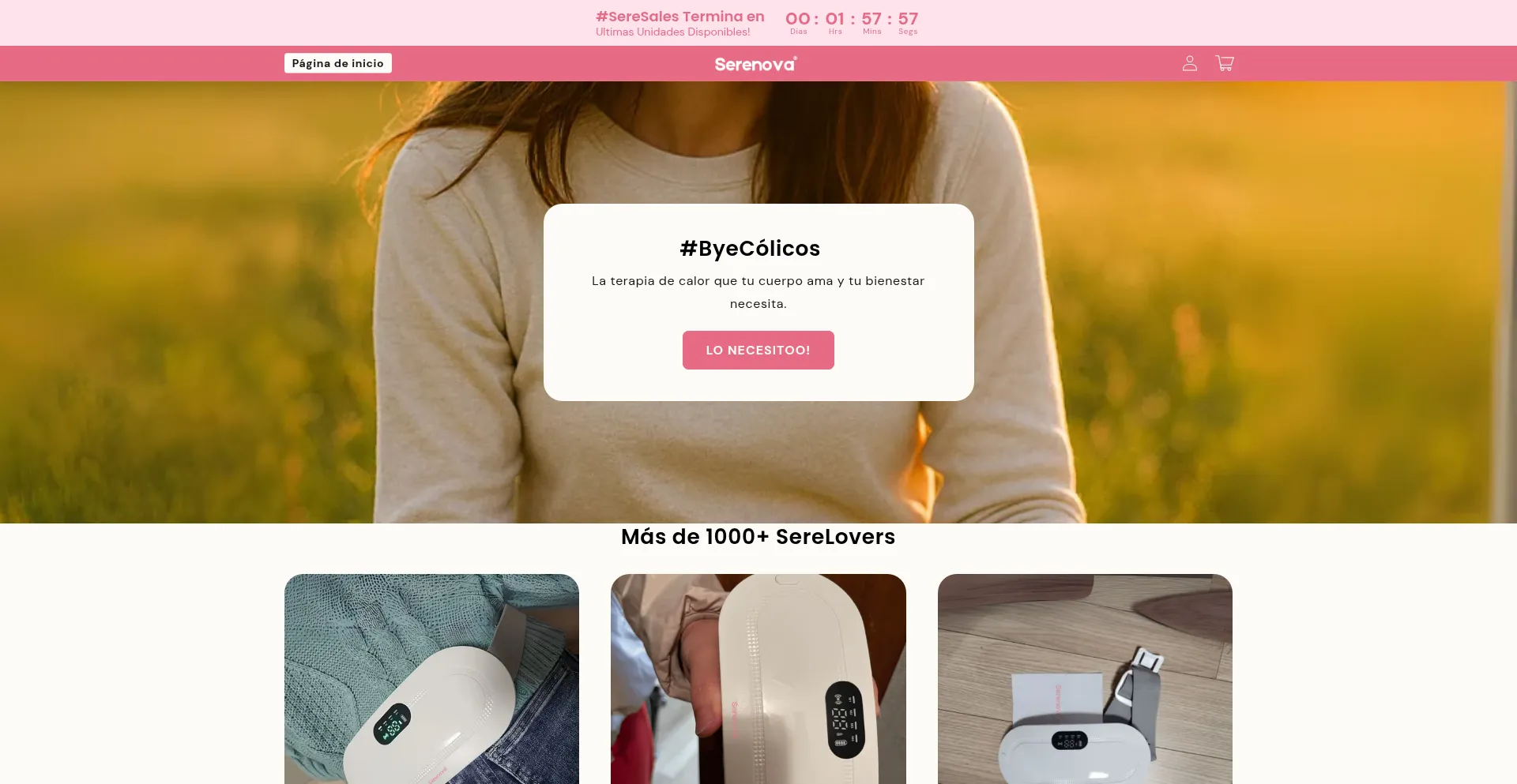 Website screenshot of Serenovachile.store