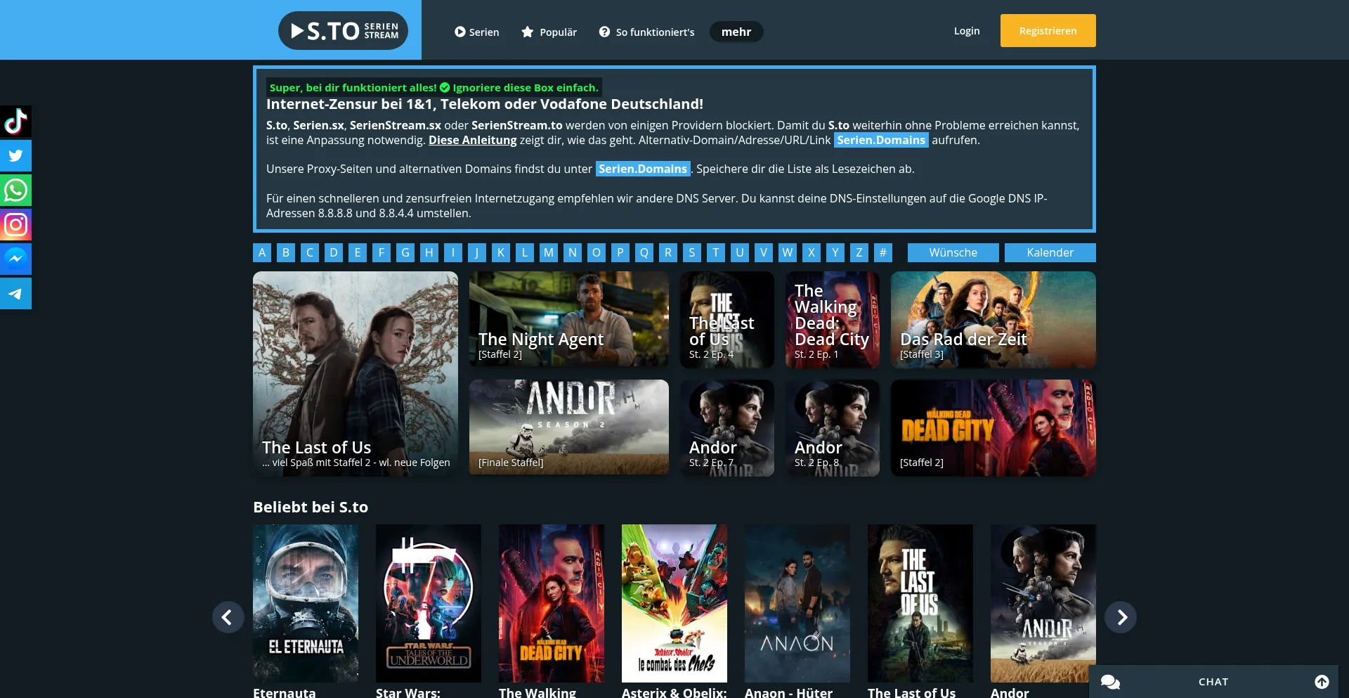Website screenshot of Serienstream.to