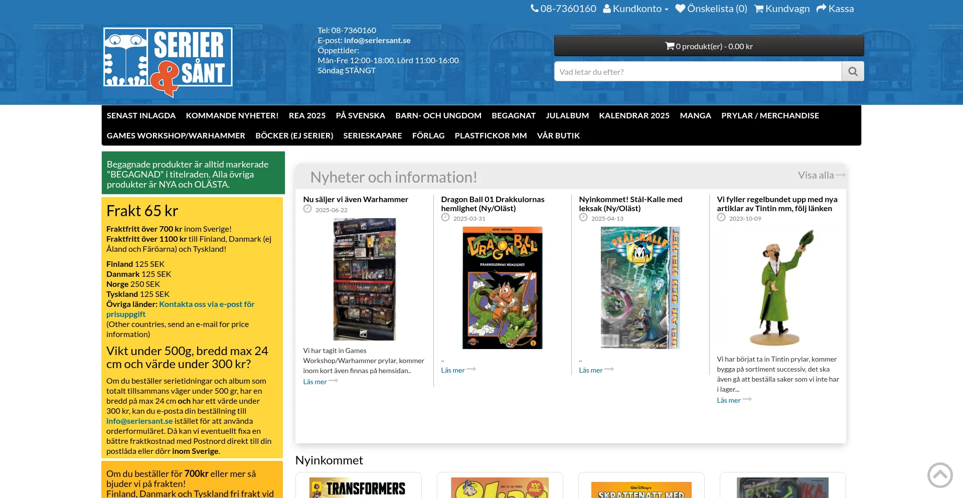 Website screenshot of Seriersant.se