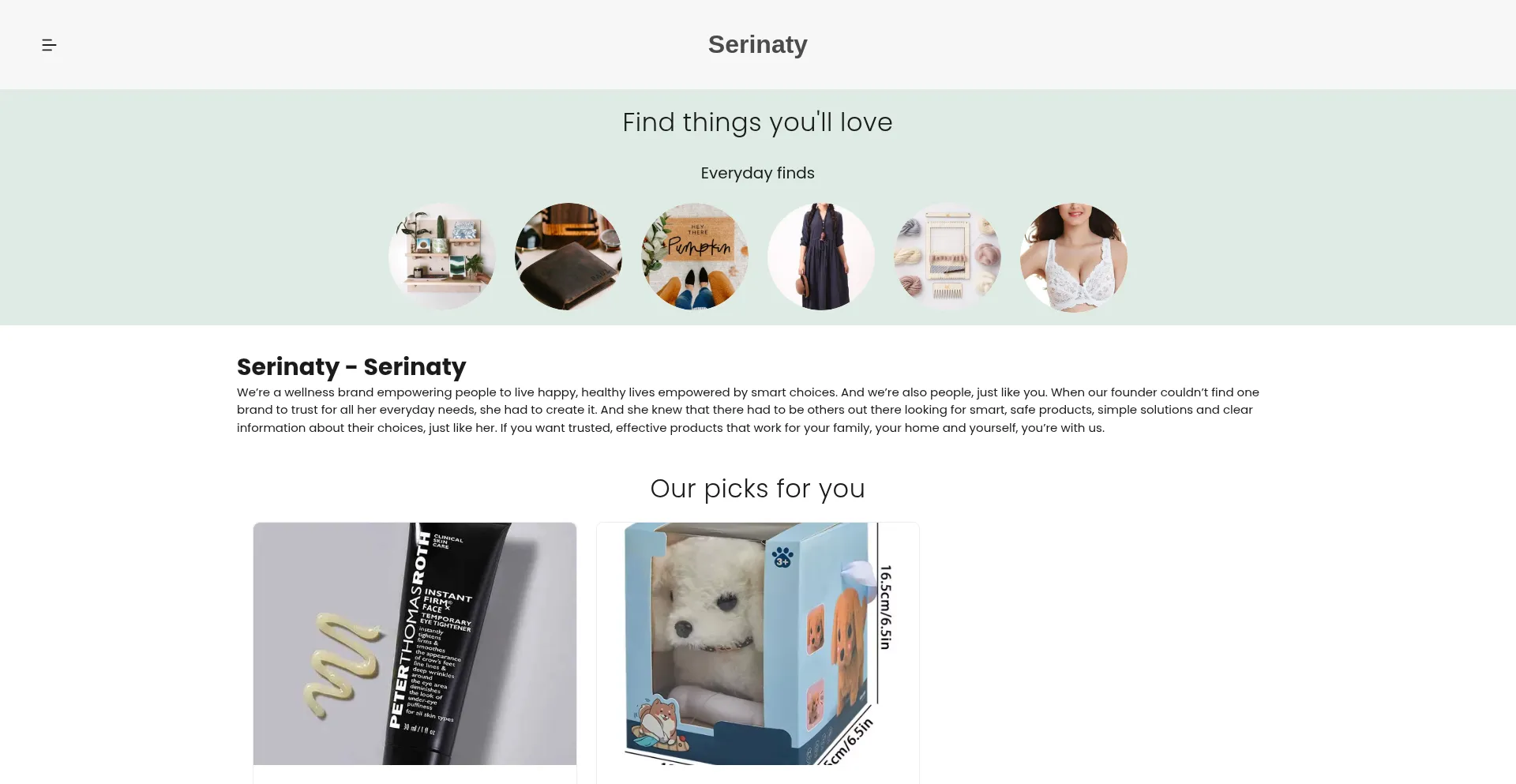 Website screenshot of Serinaty.com