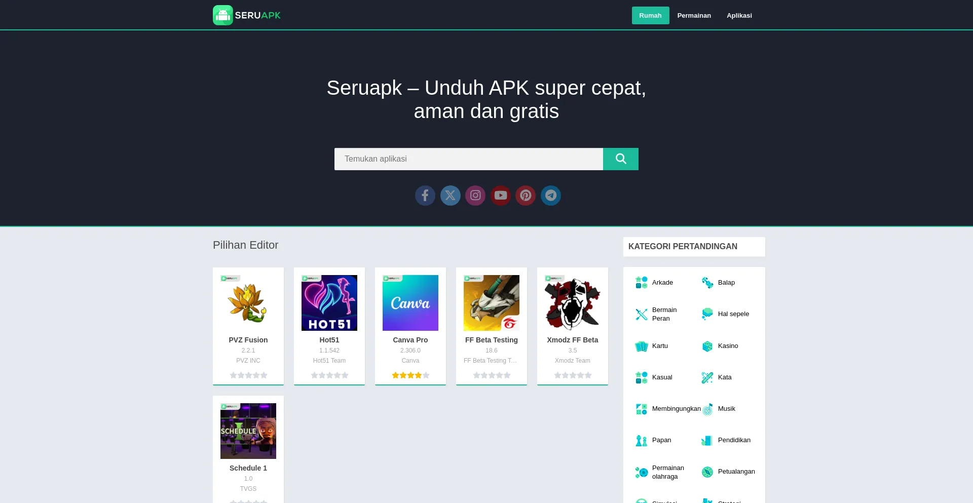 Website screenshot of Seruapk.com
