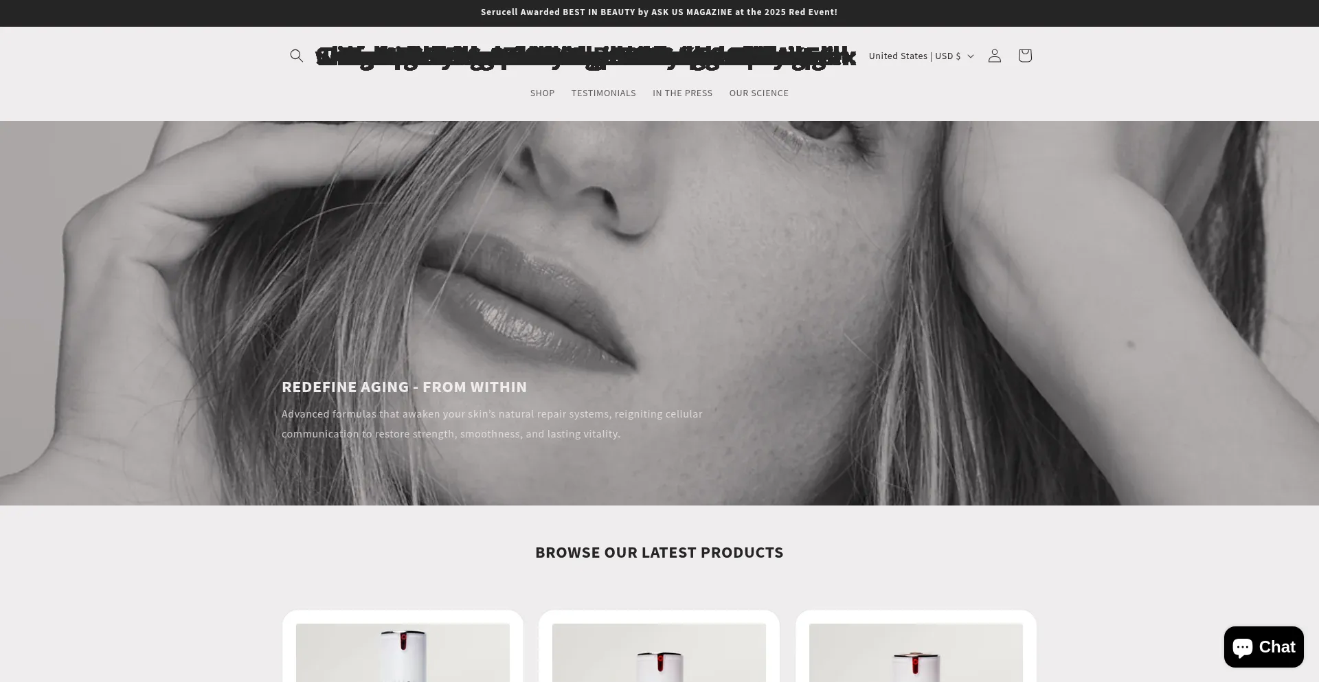 Website screenshot of Serucell.com