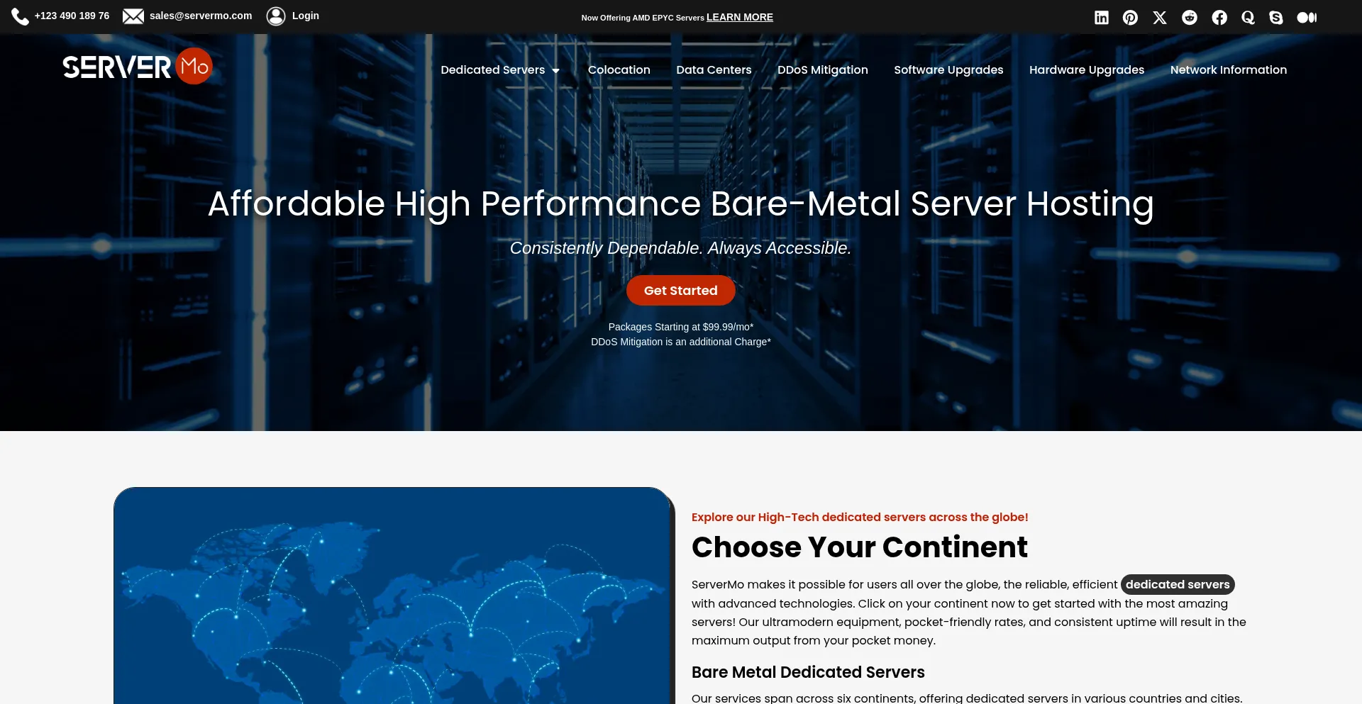 Website screenshot of Servermo.com