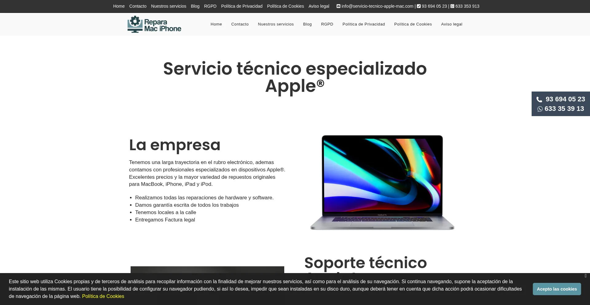Website screenshot of Servicio-tecnico-apple-mac.com