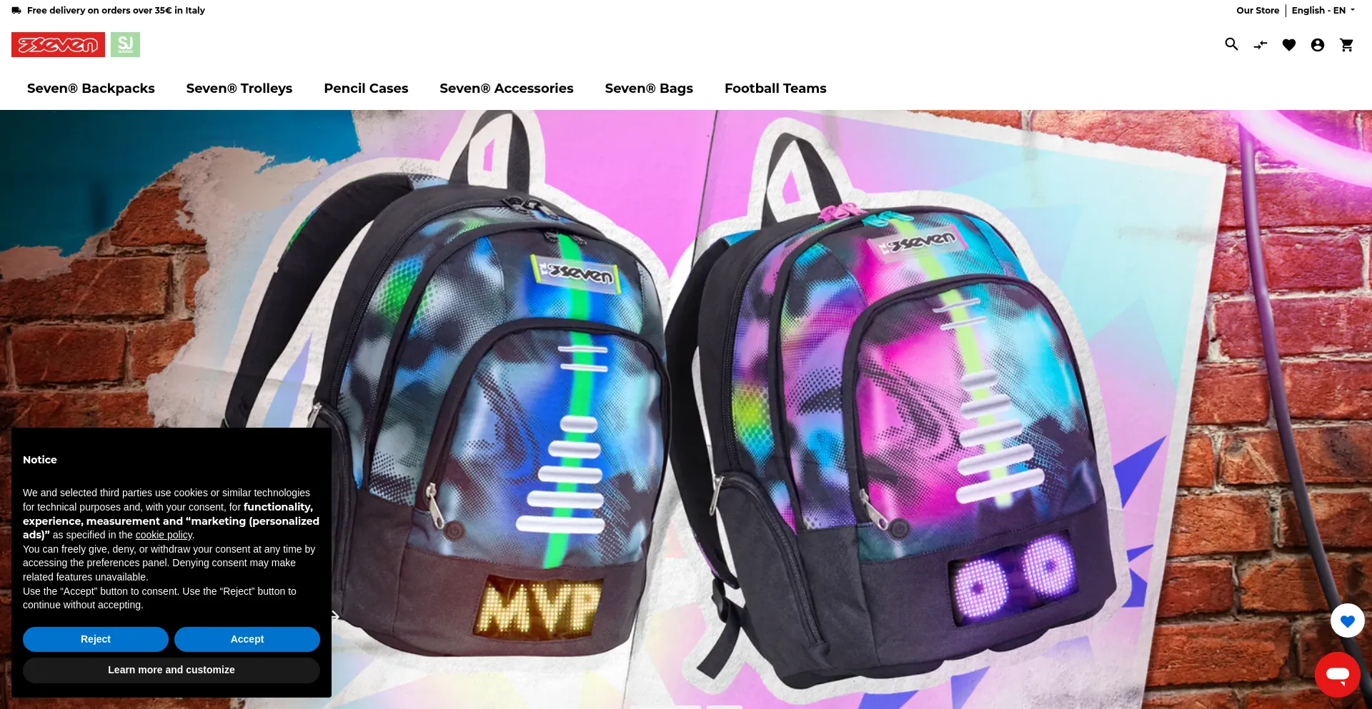 Website screenshot of Seven.eu