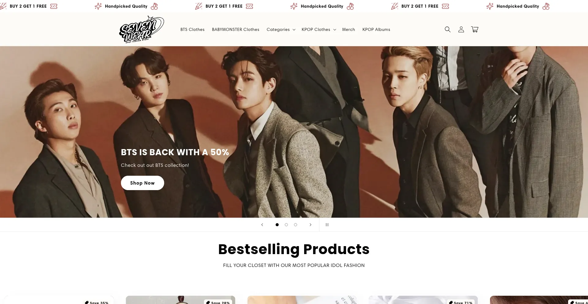 Website screenshot of Seven7wear.com