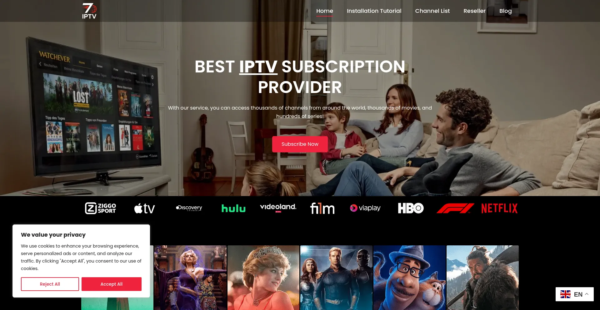 Website screenshot of Seveniptv.com