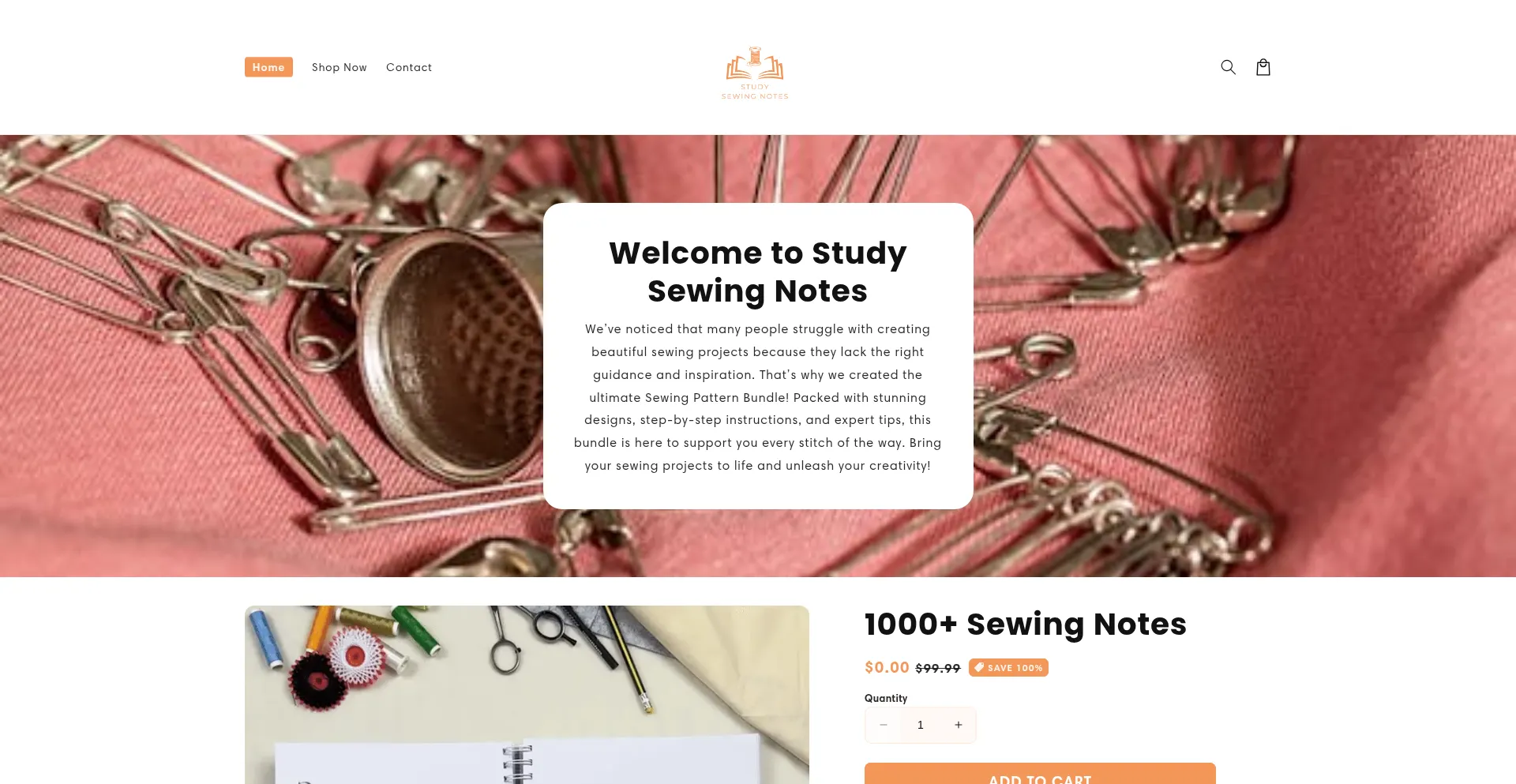 Website screenshot of Sewing-notes.com