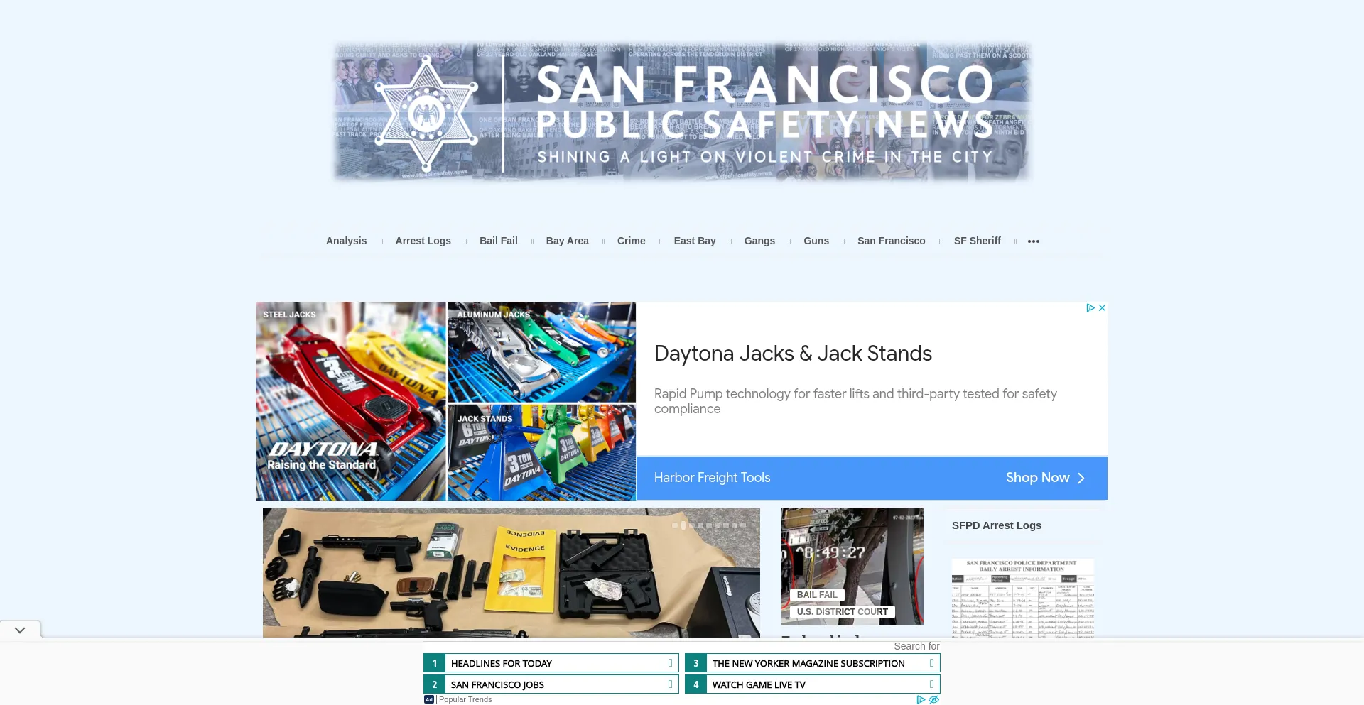 Website screenshot of Sfpublicsafety.news
