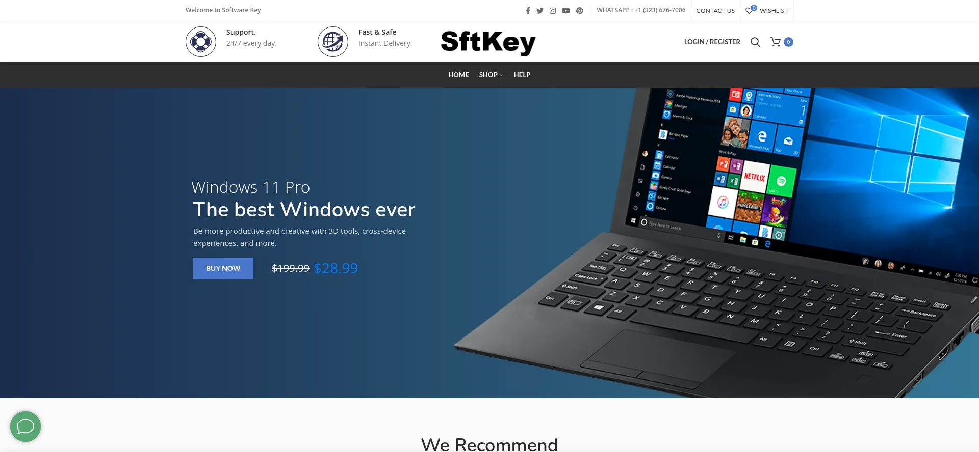 Website screenshot of Sftkey.com