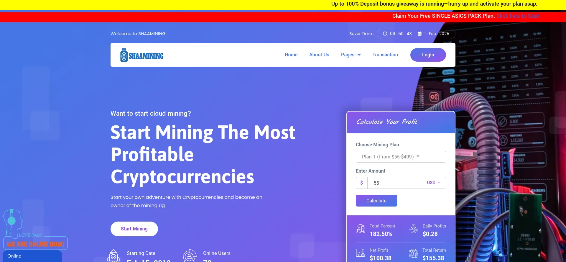 Website screenshot of Shaamining.com